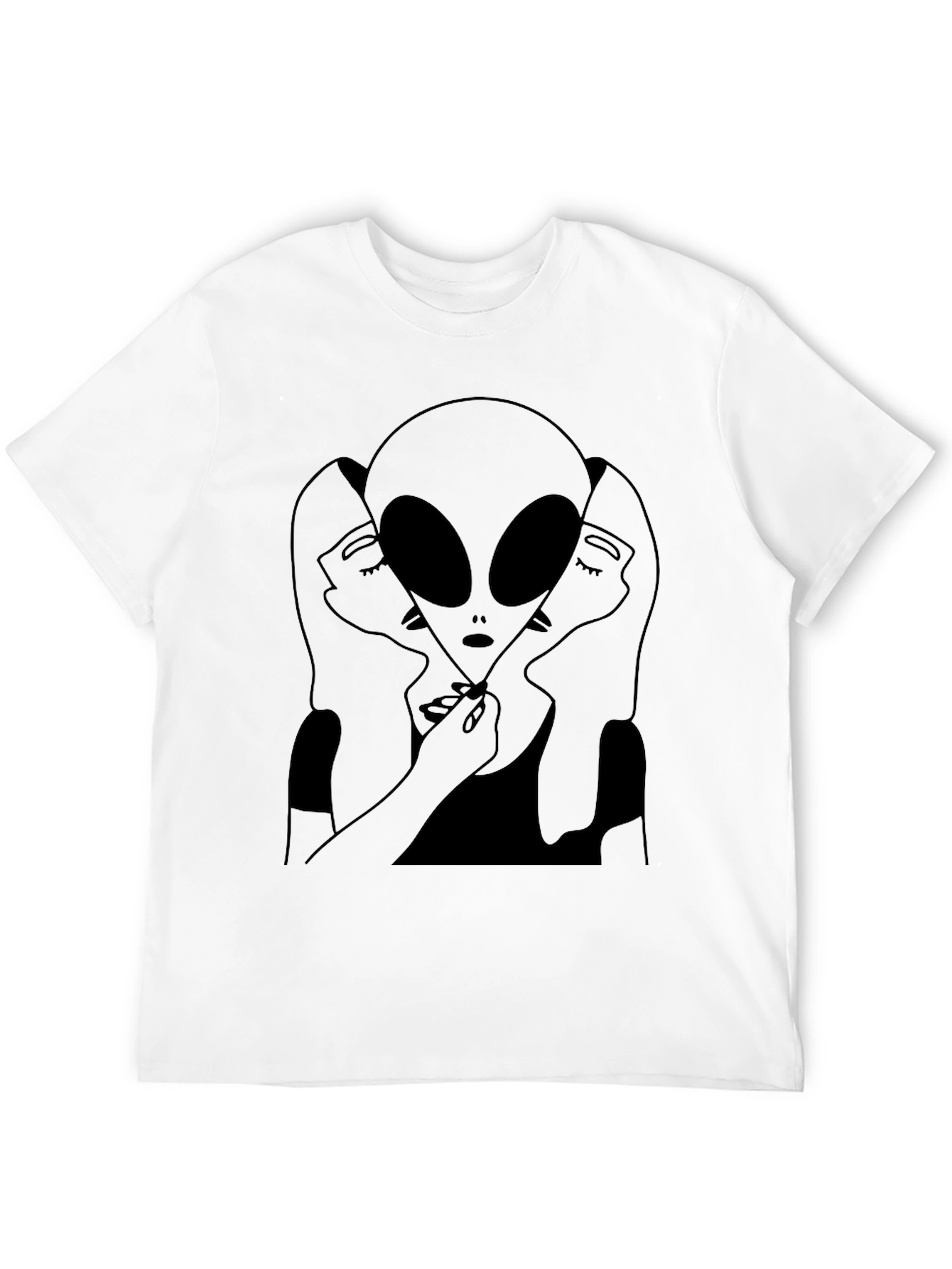 Black Alien Embrace Graphic Tee - Black Cotton T-Shirt view 12