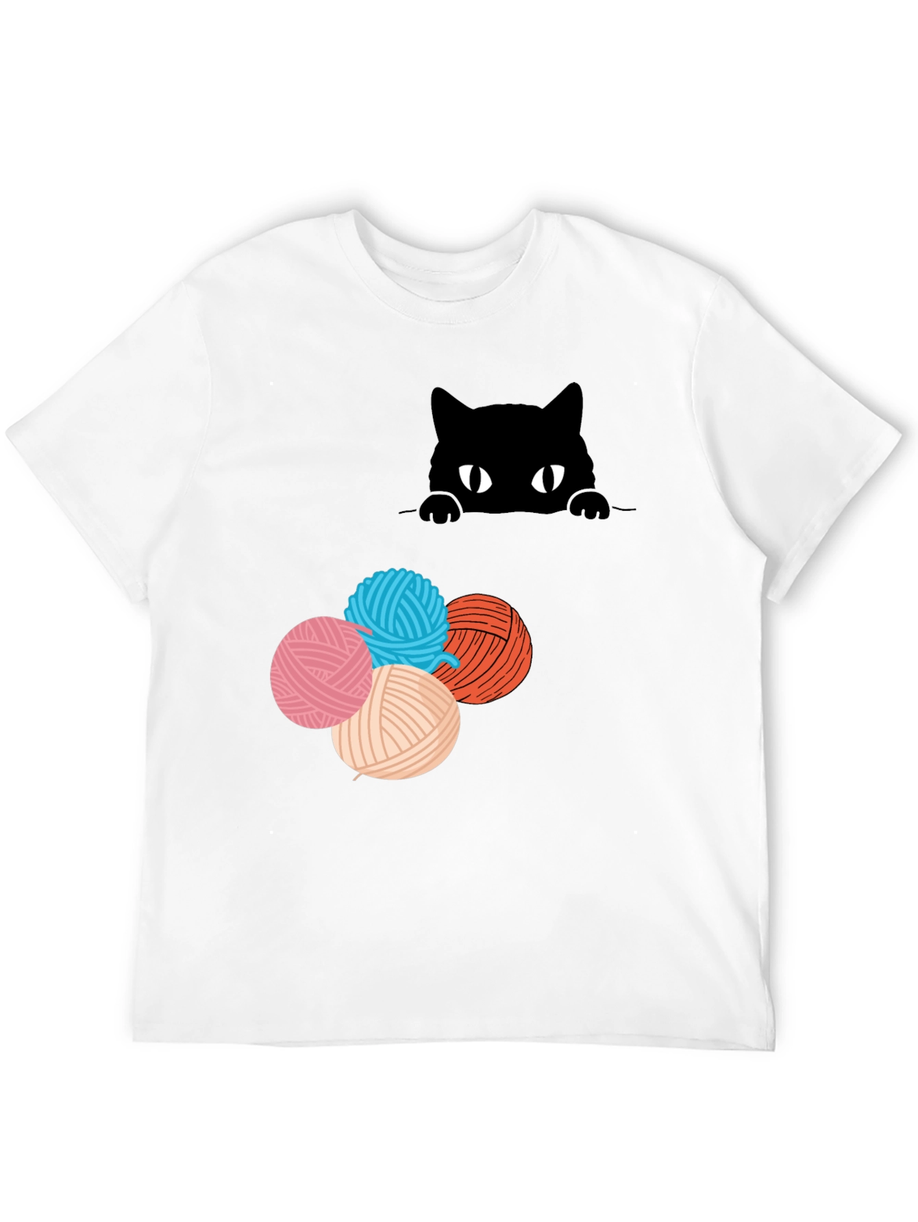 Black Cat Peek Yarn Ball T-Shirt view 12