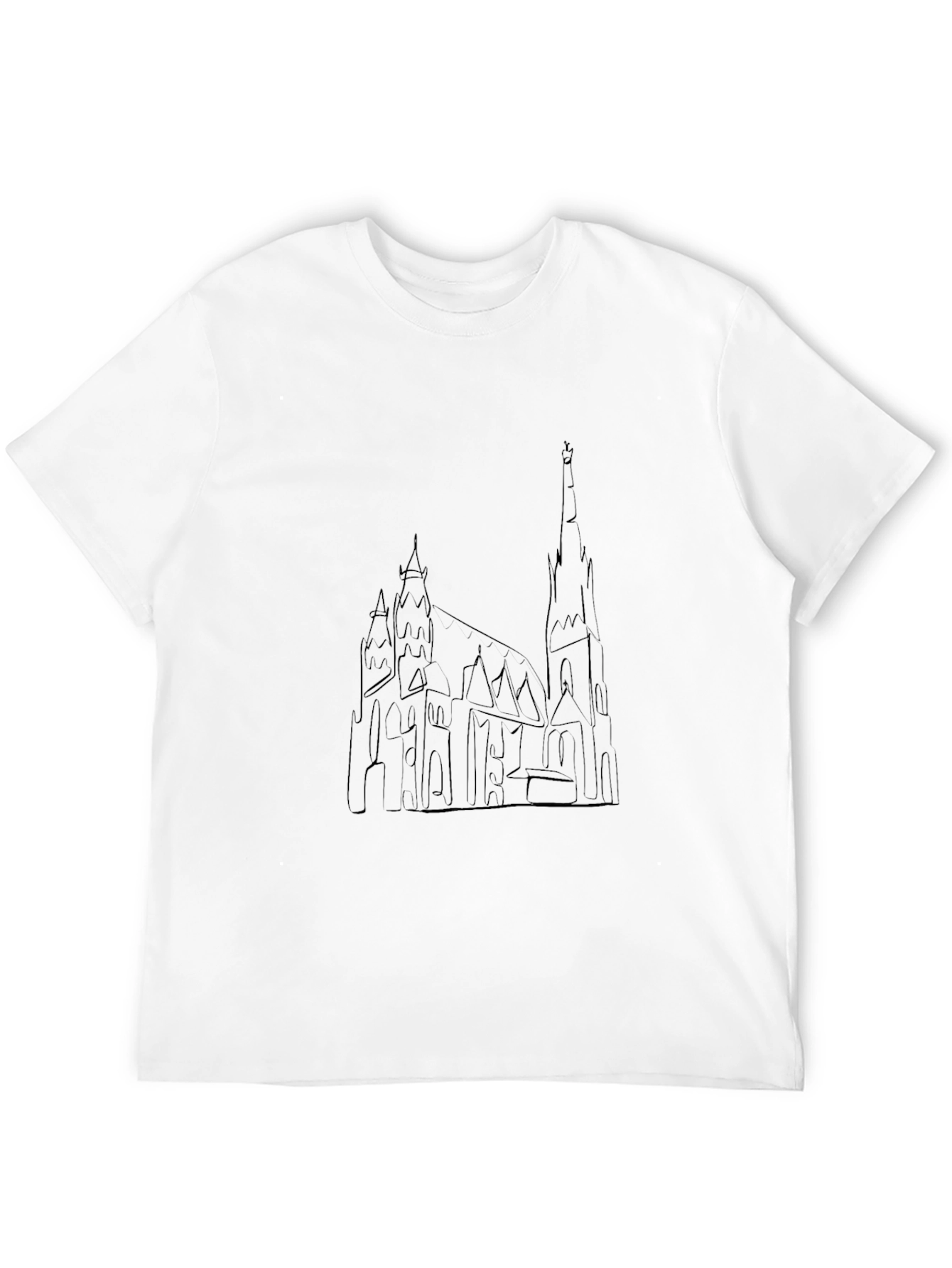 Black Gothic Cathedral Outline Black T-Shirt view 12
