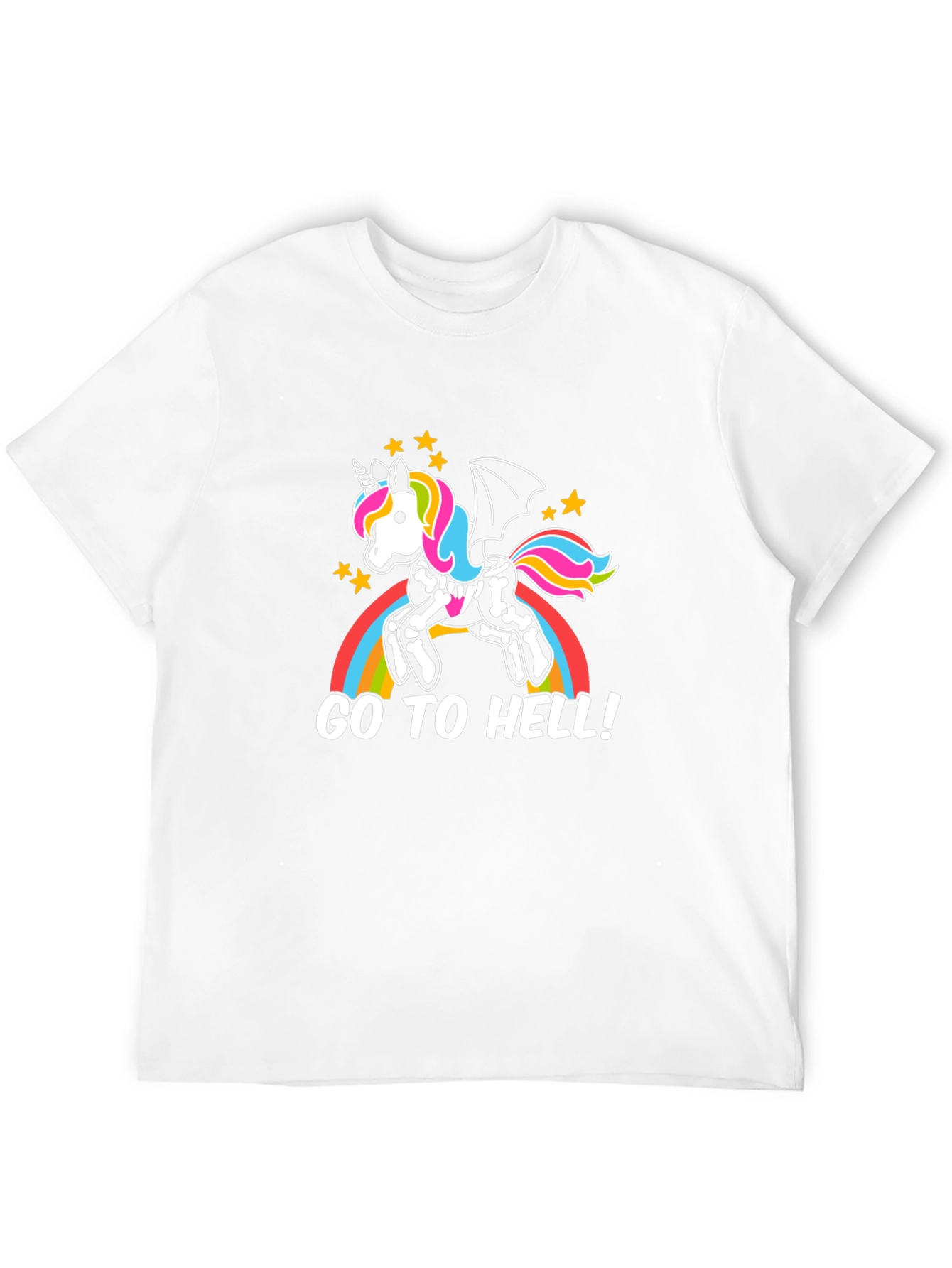 Black Unicorn Skeleton Rainbow Graphic Tee view 12