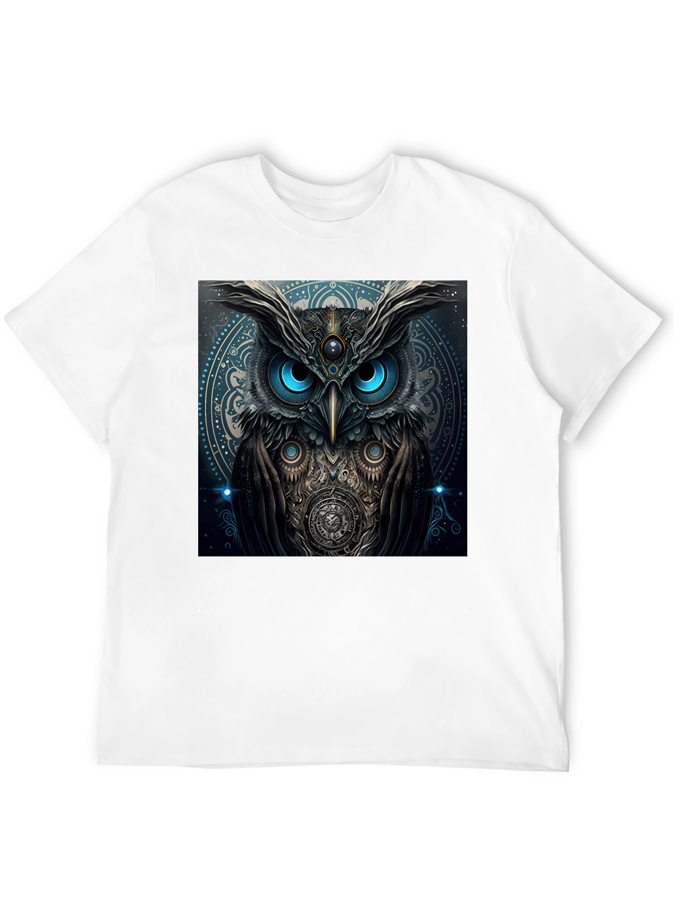 Black Mystic Owl Graphic Tee - Black Cotton Blend view 12