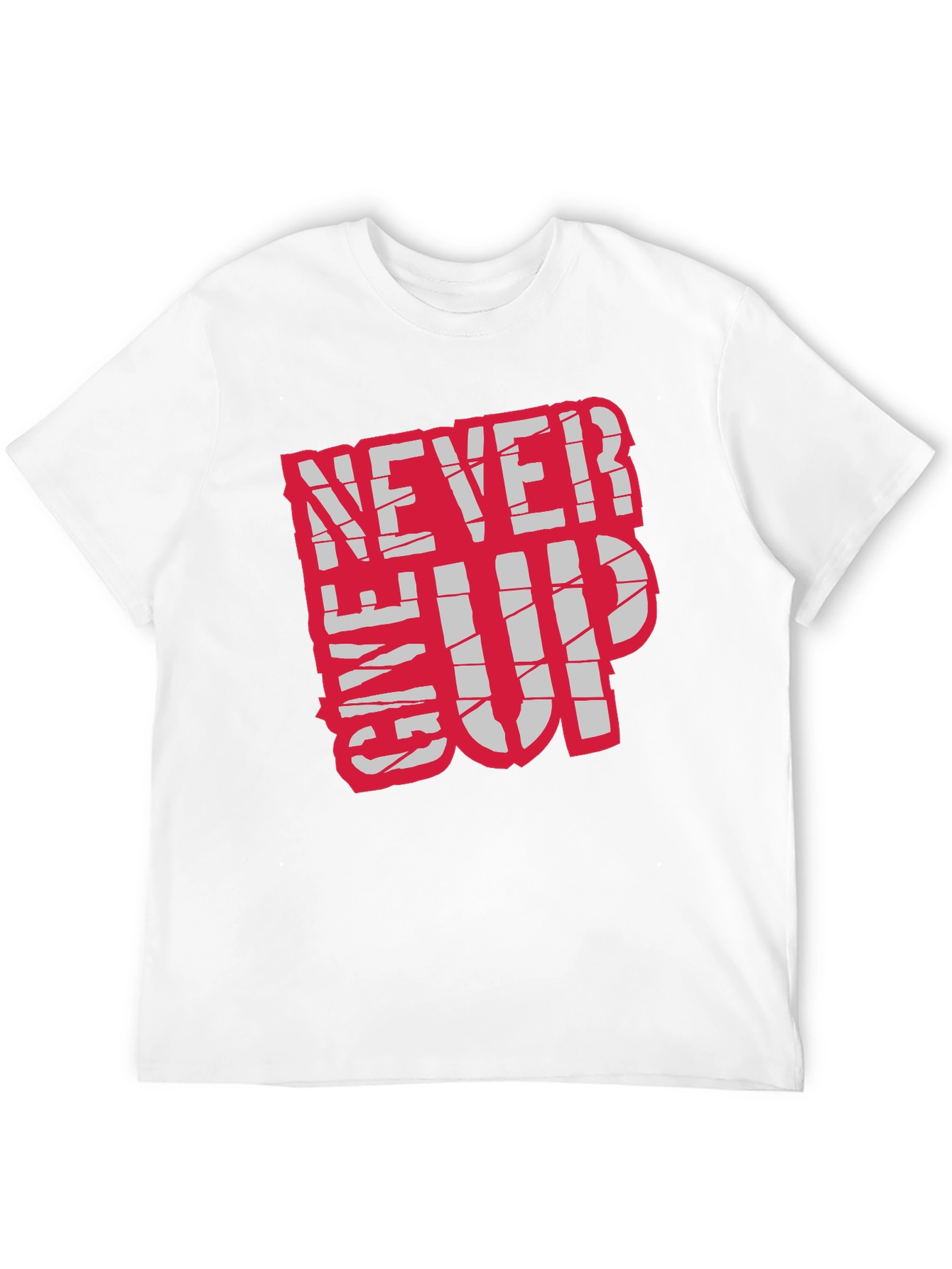 Black Motivational 'Never Give Up' Black T-Shirt view 12