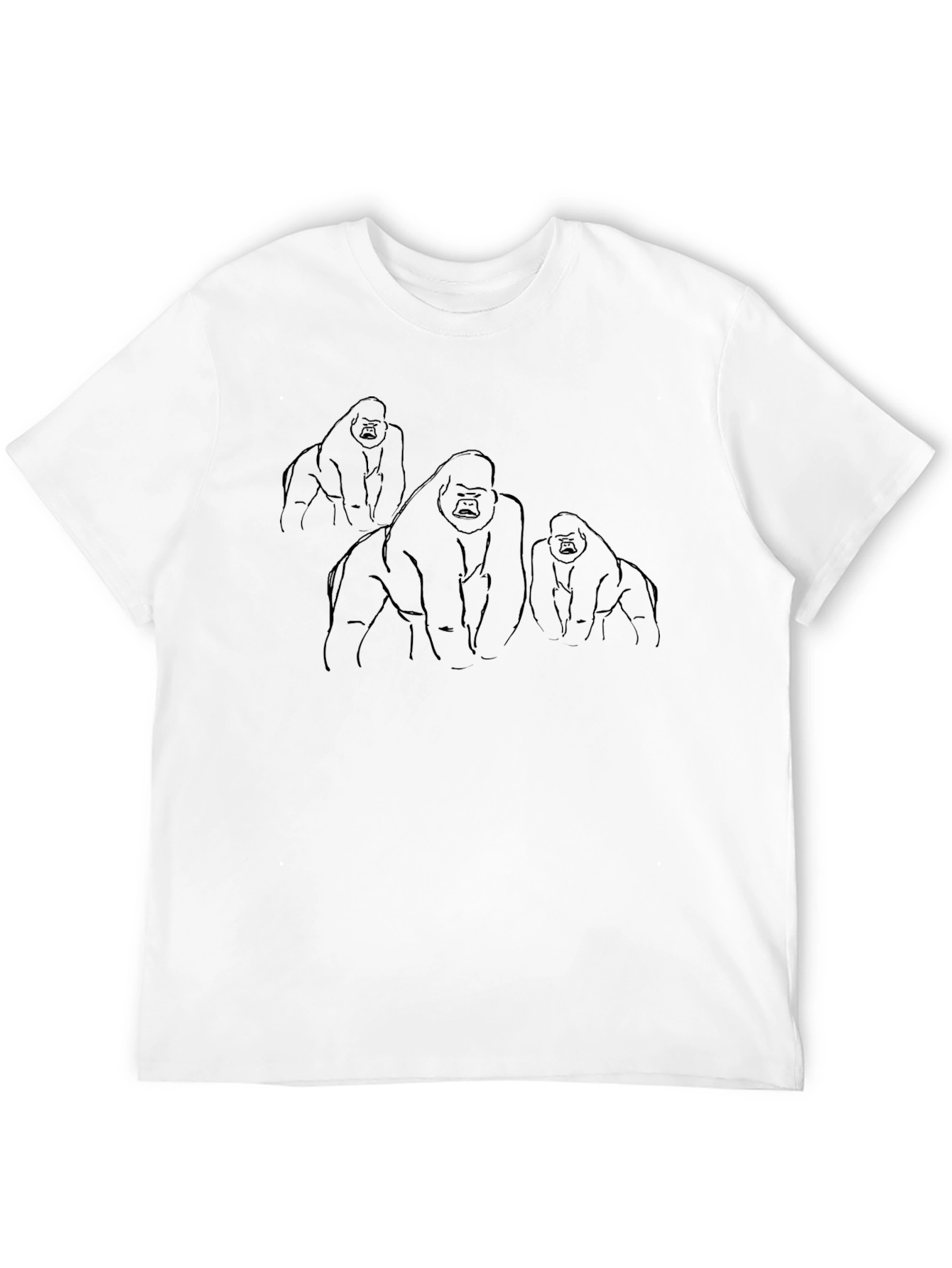 Black Gorilla Sketch Graphic Black T-Shirt view 12