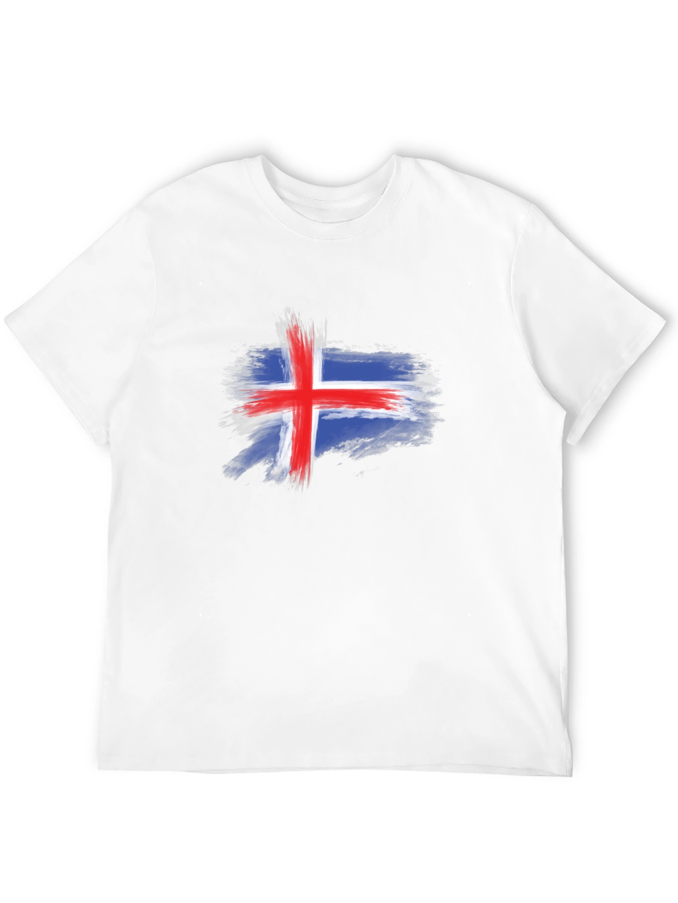 Black Iceland Flag Brush Stroke Men's Black T-Shirt view 12