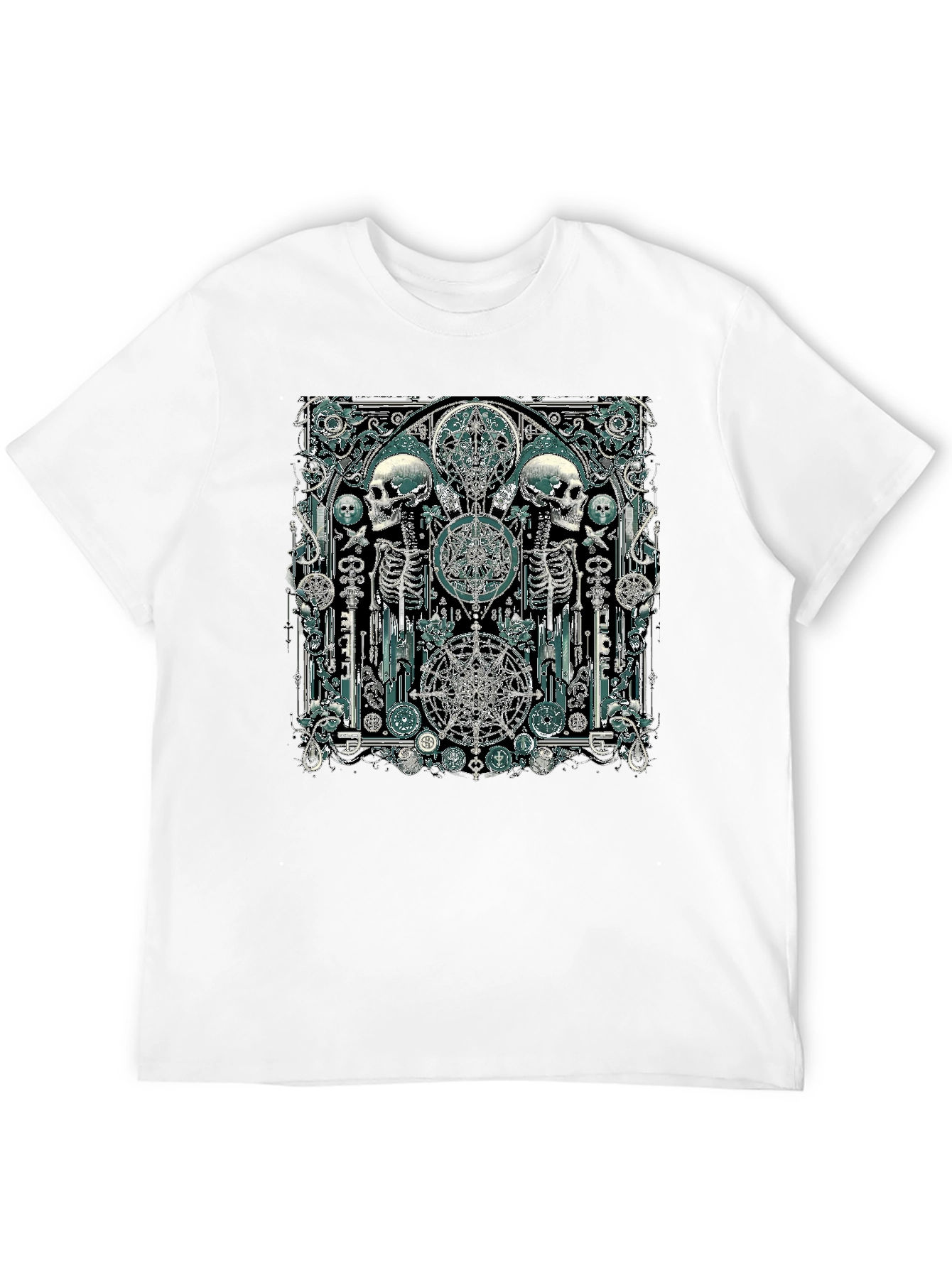 Black Skull & Skeleton Gothic Graphic T-Shirt view 12