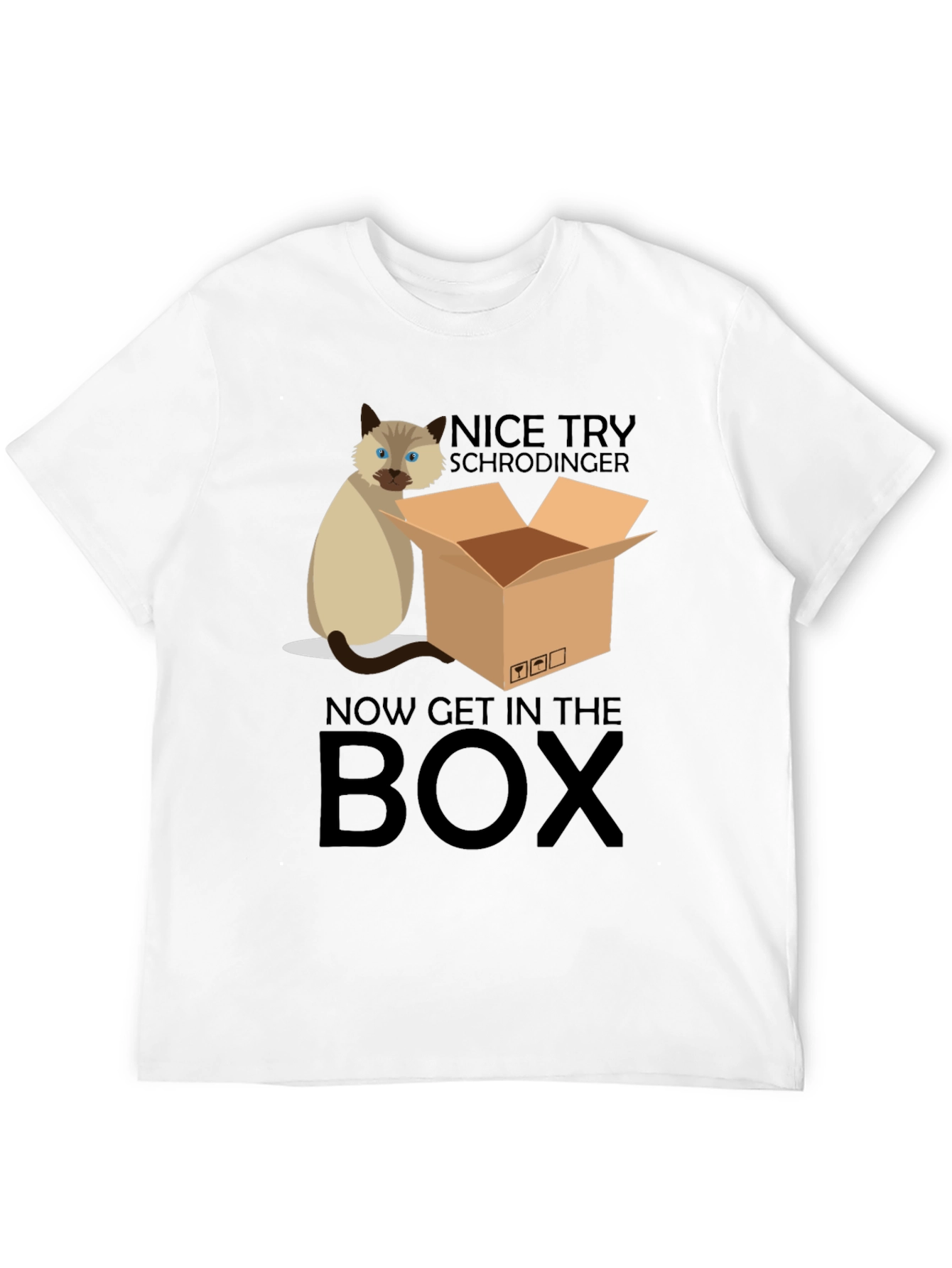 Black Schrödinger Cat T-Shirt: Now Get In The Box view 12