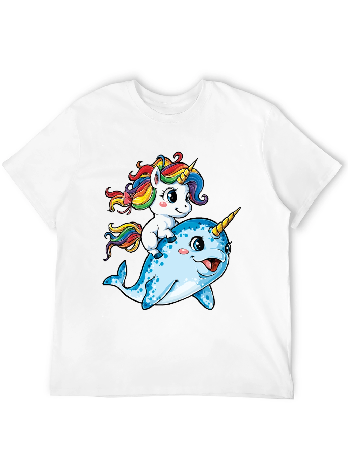 Black Unicorn Riding Narwhal T-Shirt view 12