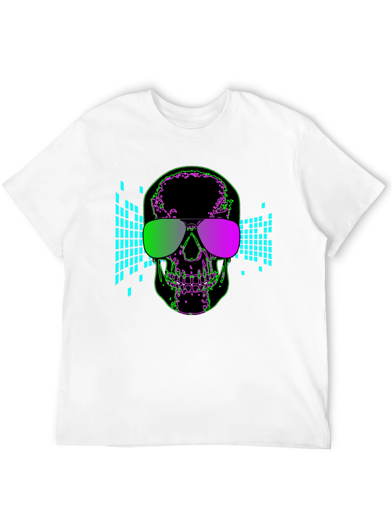 Black Skull Shades Graphic Tee - Cool Neon Design view 12