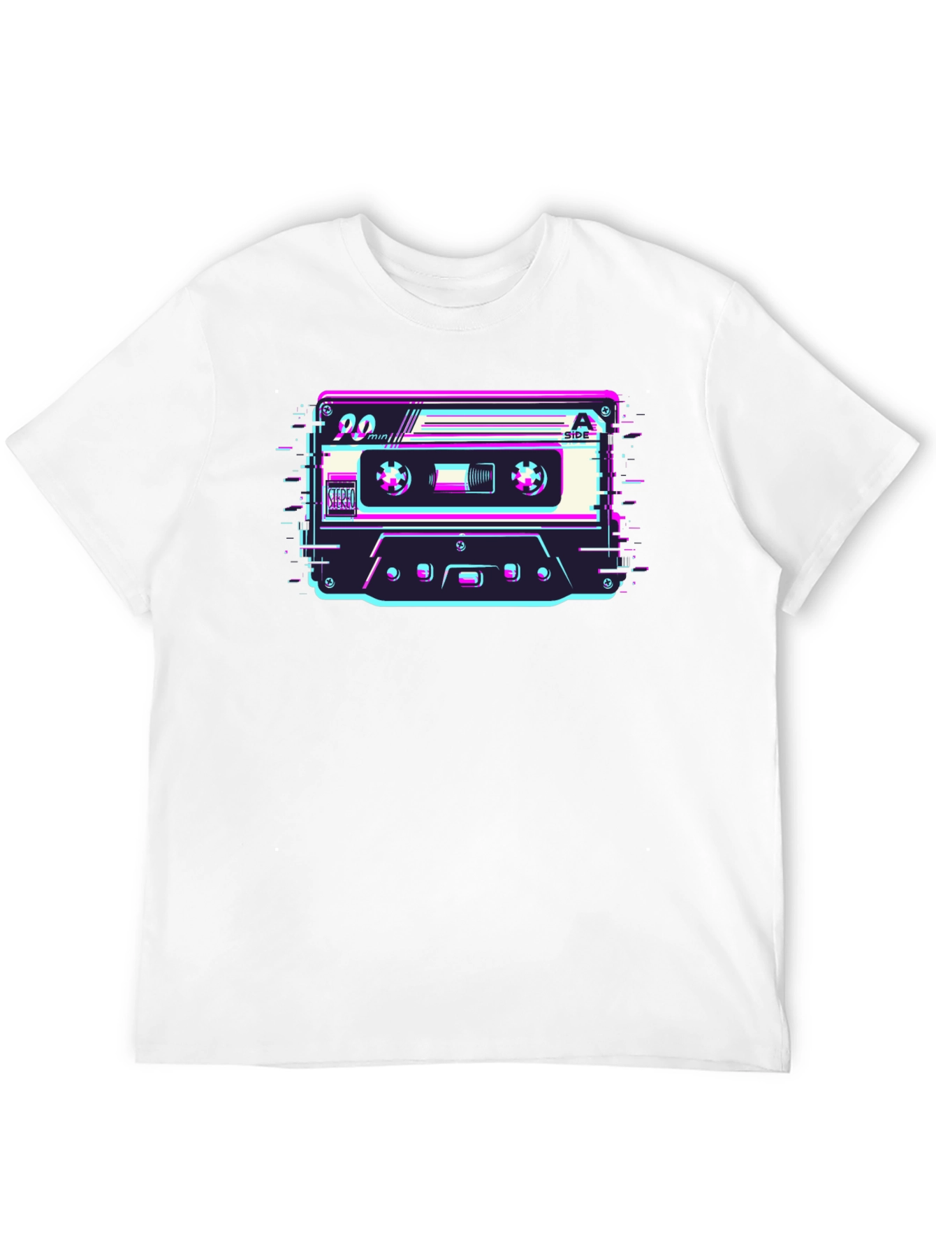 Black Retro Cassette Glitch T-Shirt - Classic 90's Style view 12