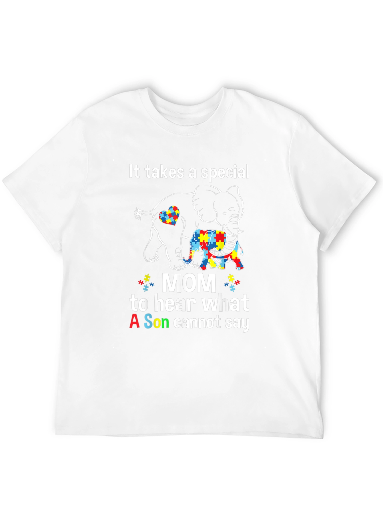 Black Autism Awareness T-Shirt: Special Mom Elephant Design view 12