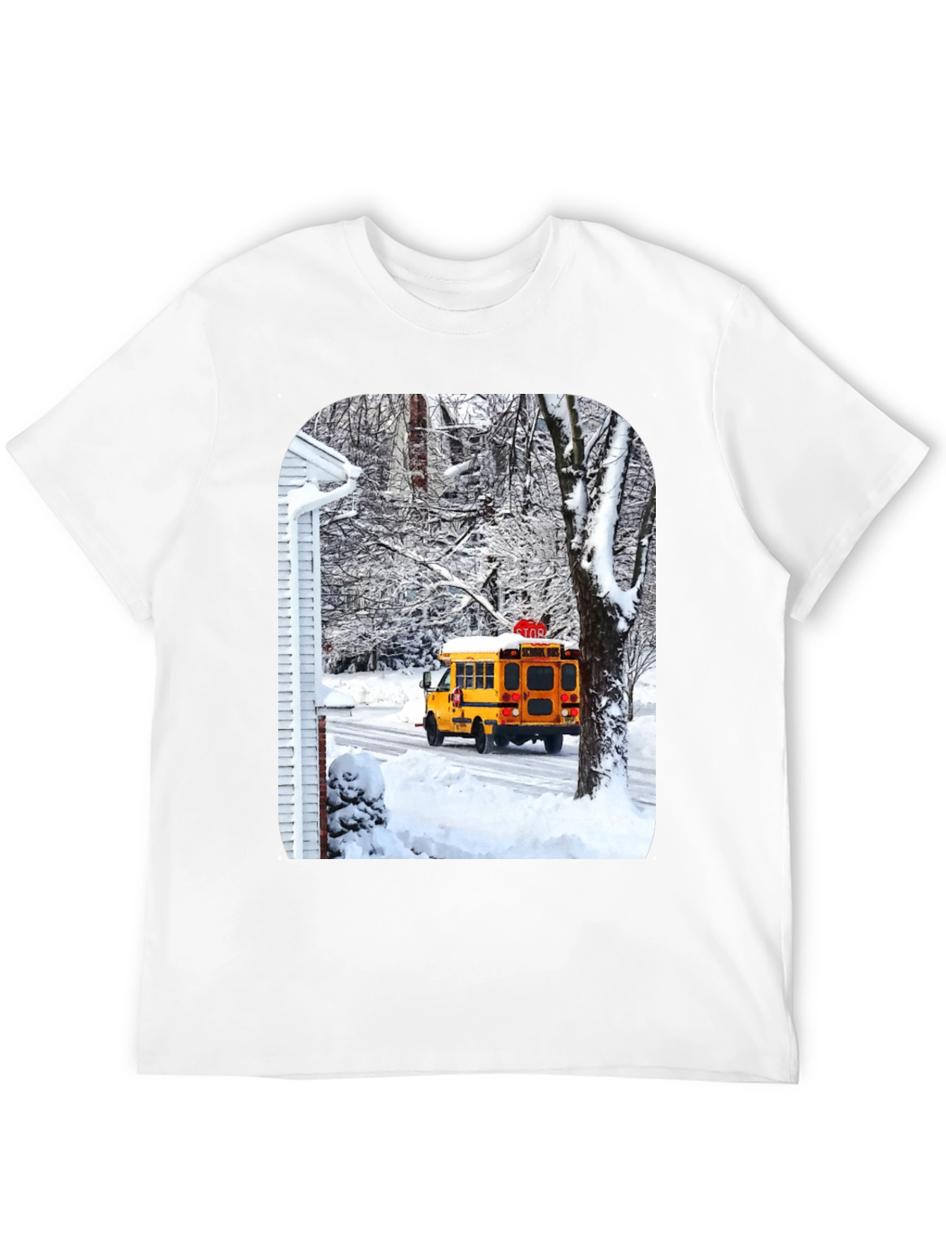 Black Winter School Bus T-Shirt view 12