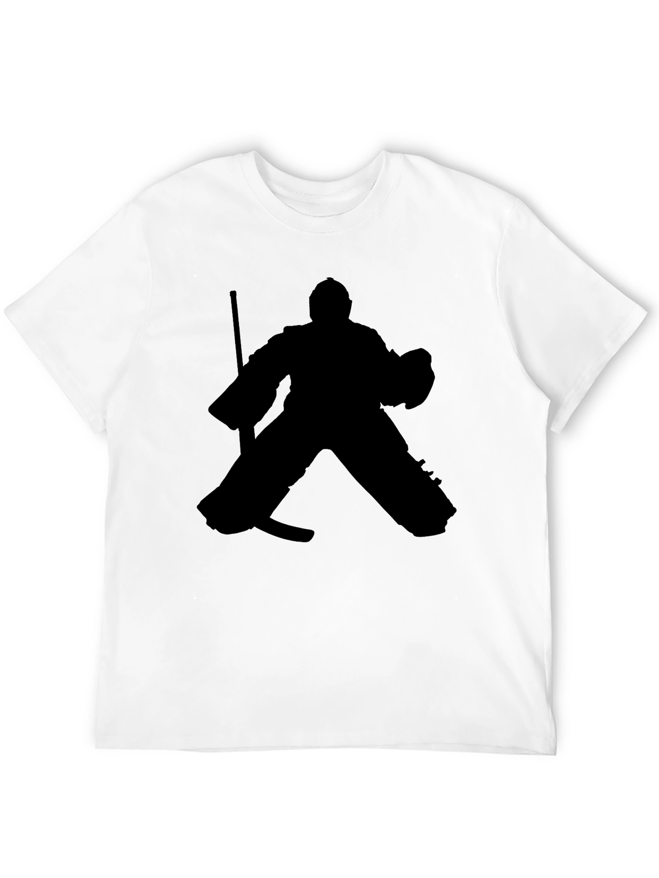 Black Hockey Goalie Silhouette Graphic Tee - Black Cotton T-Shirt view 12