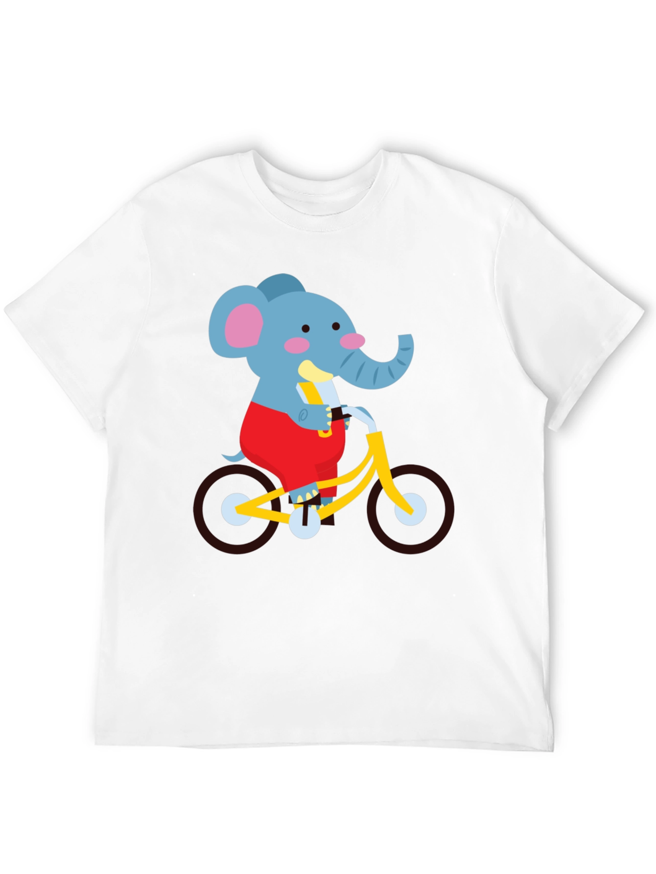 Black Elephant on Bike Graphic Tee - Fun Cartoon Shirt view 12