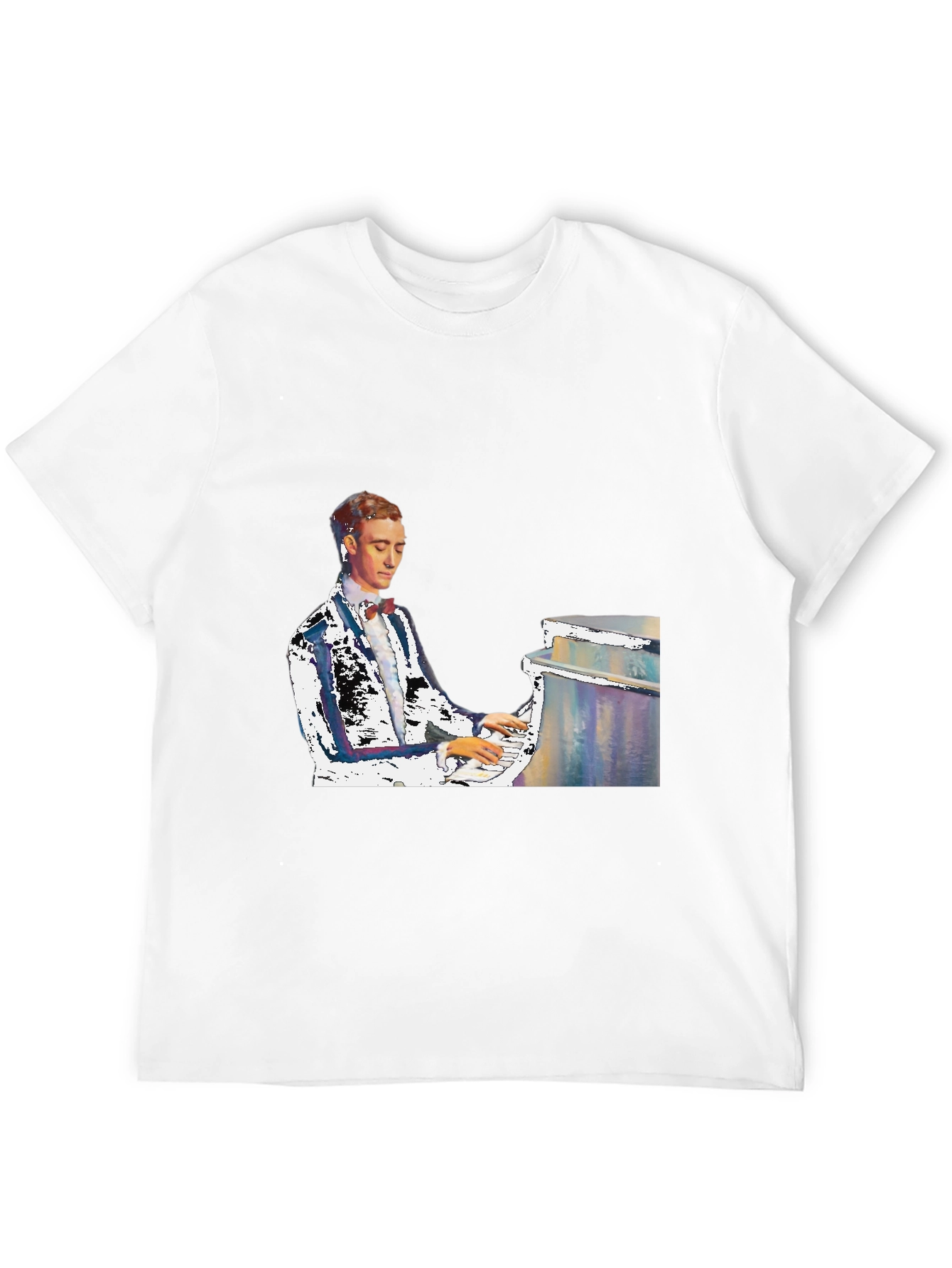 Black Piano Man Graphic Tee - Black Cotton T-Shirt view 12