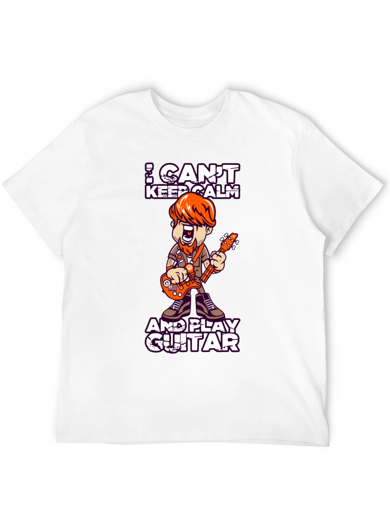 Black I Can't Keep Calm and Play Guitar T-Shirt view 12