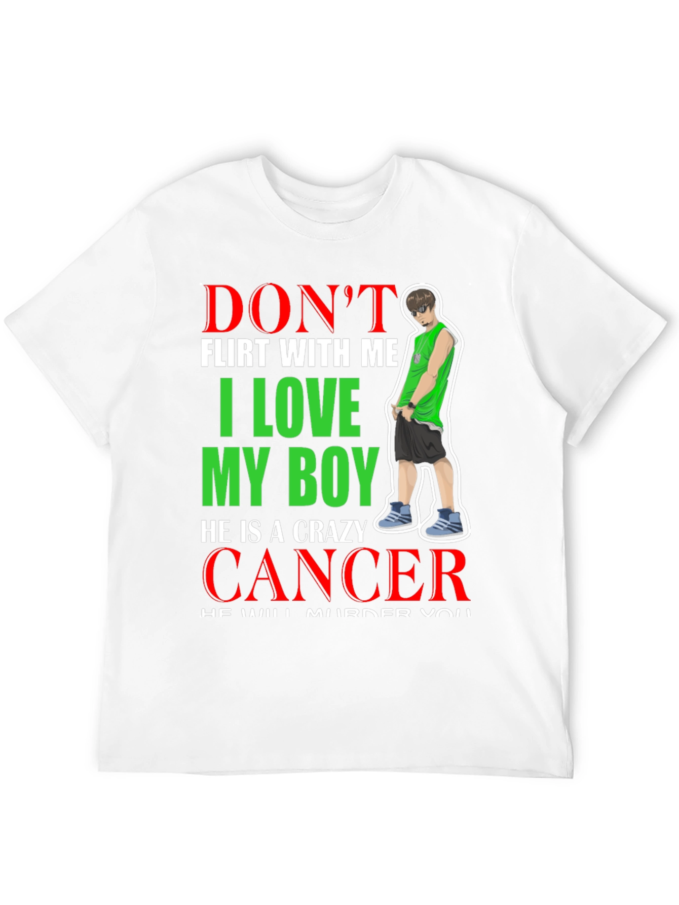 Black Don't Flirt With Me Crazy Cancer Boy T-Shirt view 12