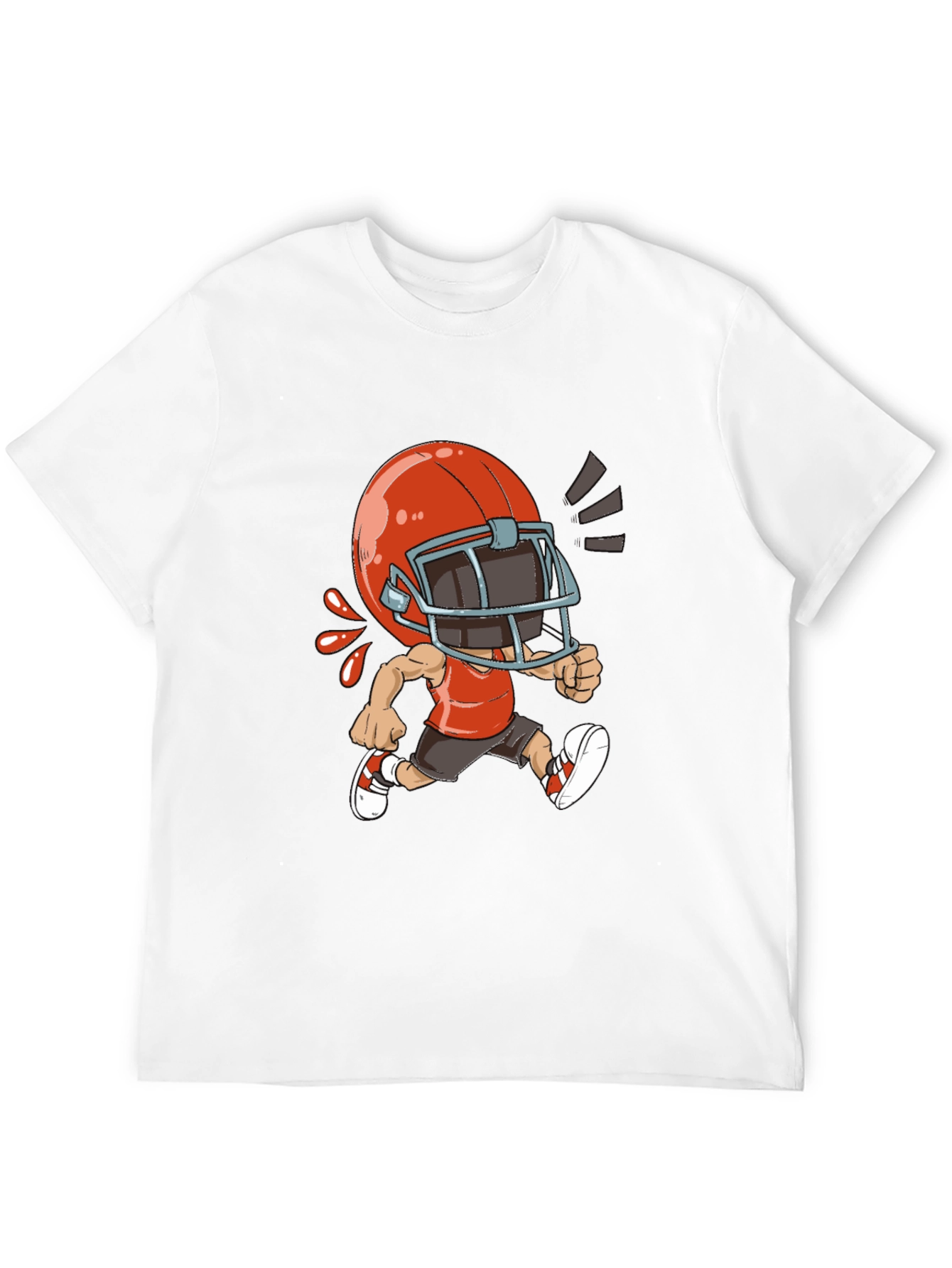 Black Cartoon Football Player Black T-Shirt view 12