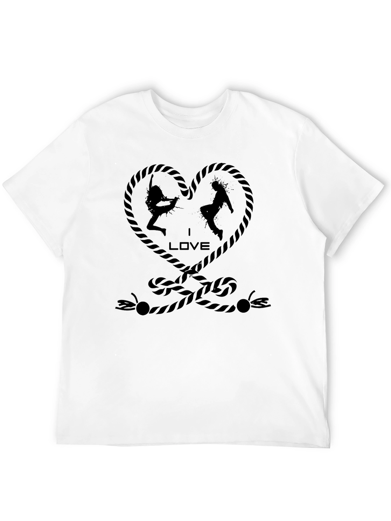 Black Rope Heart Rock Climbing T-Shirt - Unisex view 12