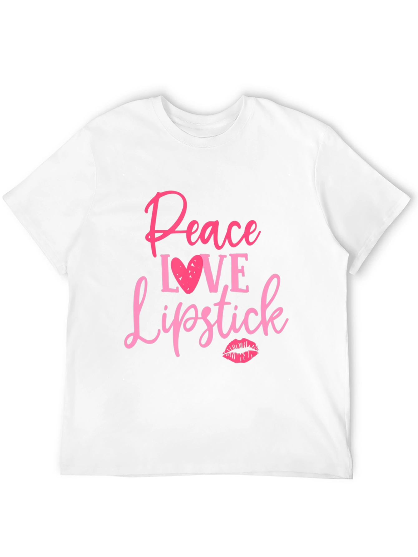Black Peace Love Lipstick Graphic Tee - Black Cotton Casual T-Shirt view 12