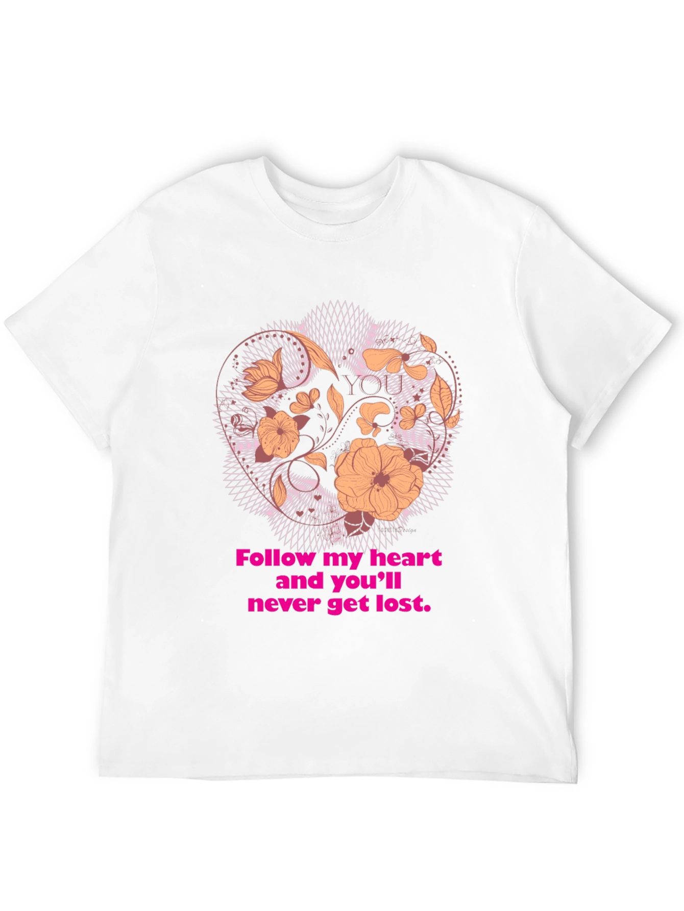 Black Floral Heart T-Shirt - Follow Your Heart Design view 12