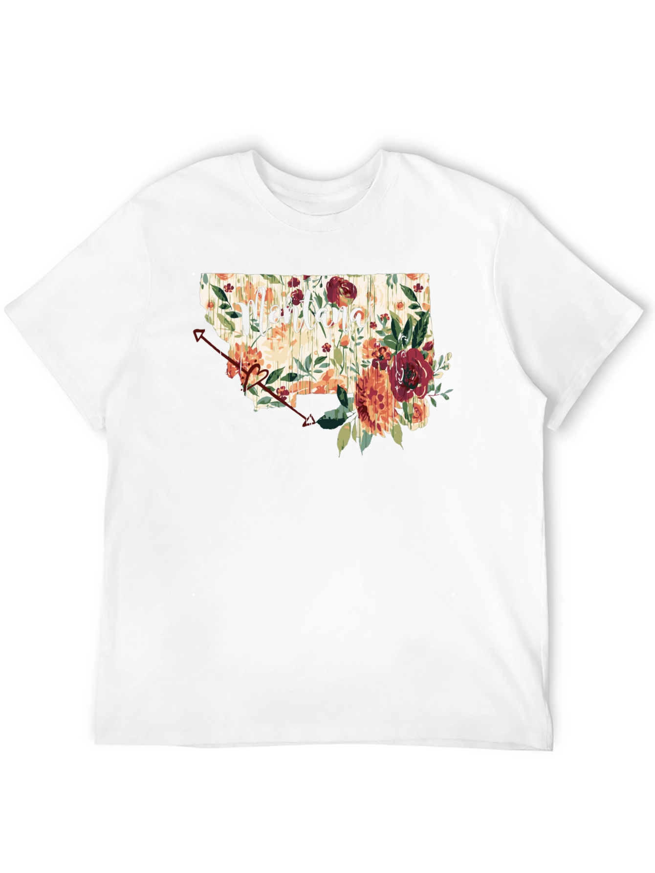 Black Floral Montana State T-Shirt view 12