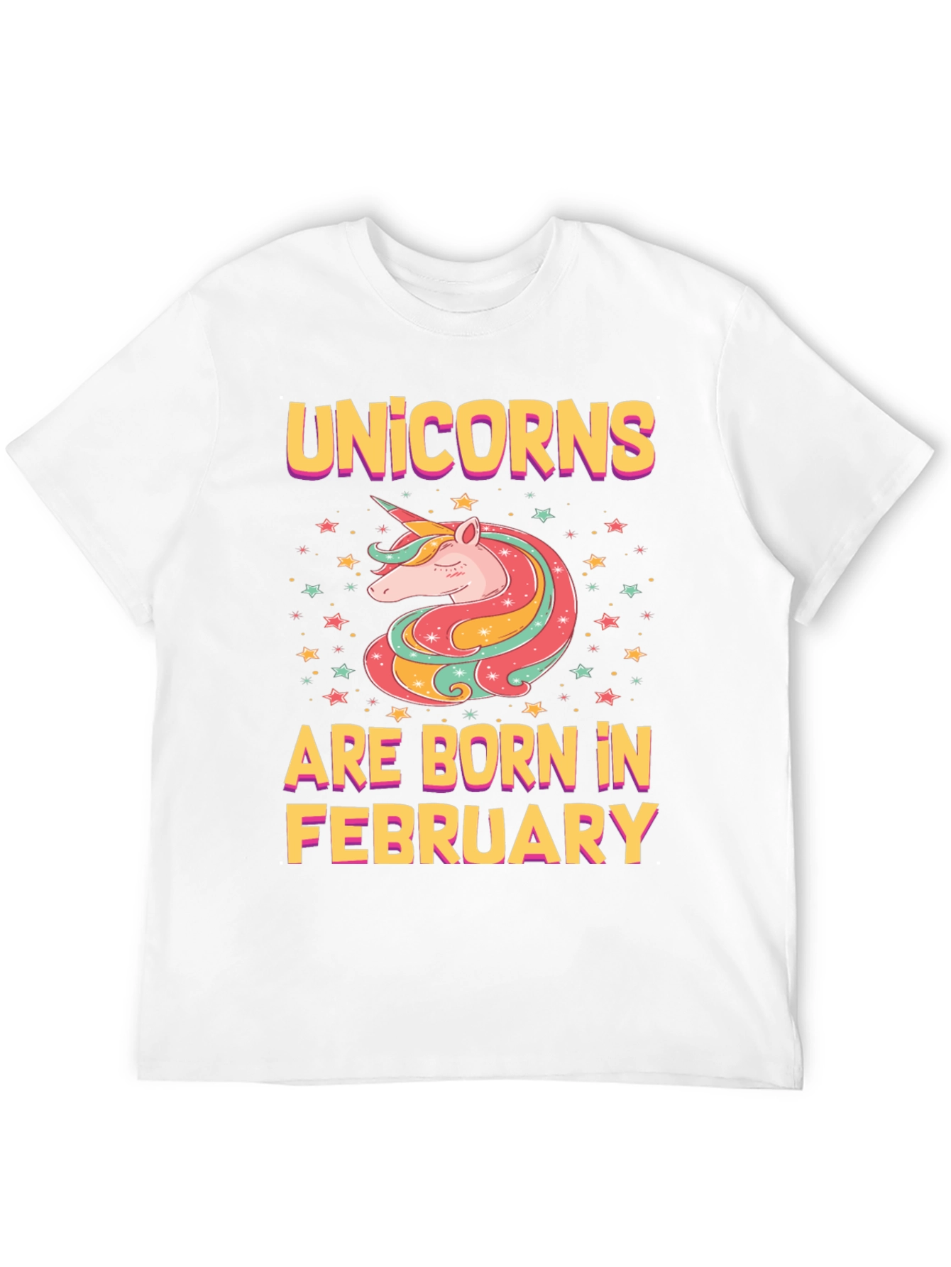 Black Unicorns Born in February Black T-Shirt view 12