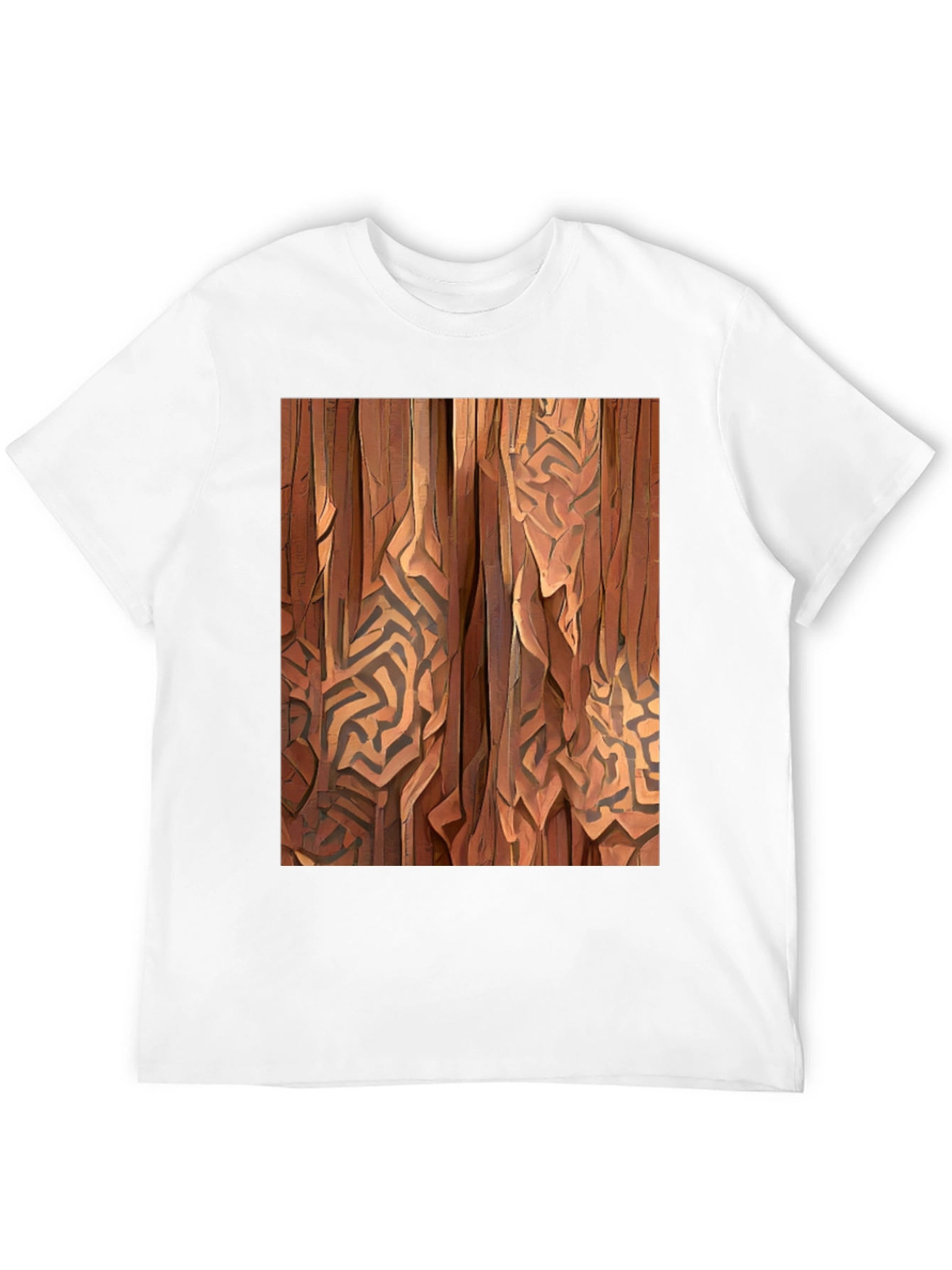 Black Abstract Wood Pattern Black T-Shirt view 12