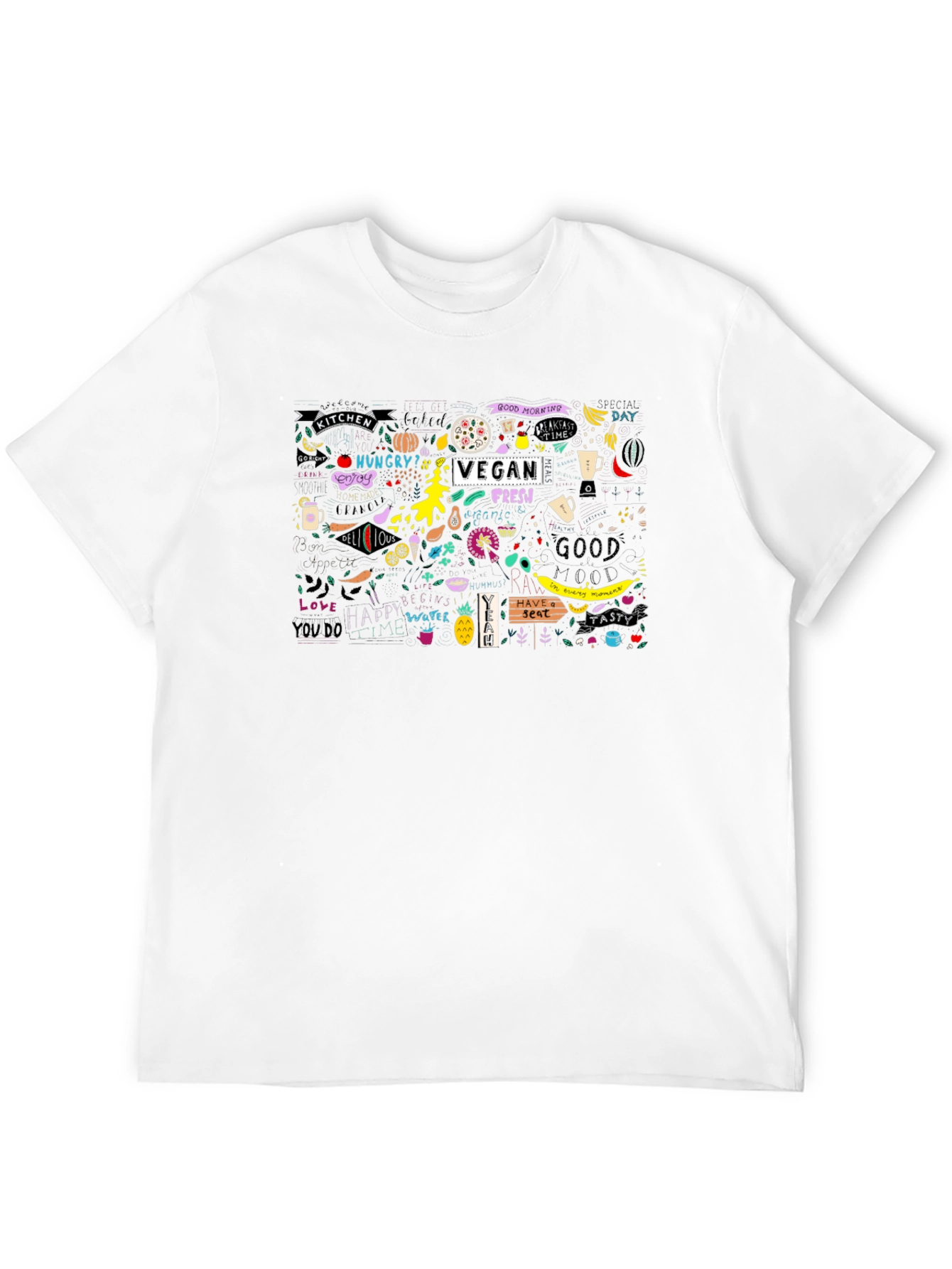 Black Vegan Fresh Doodle Graphic T-Shirt view 12