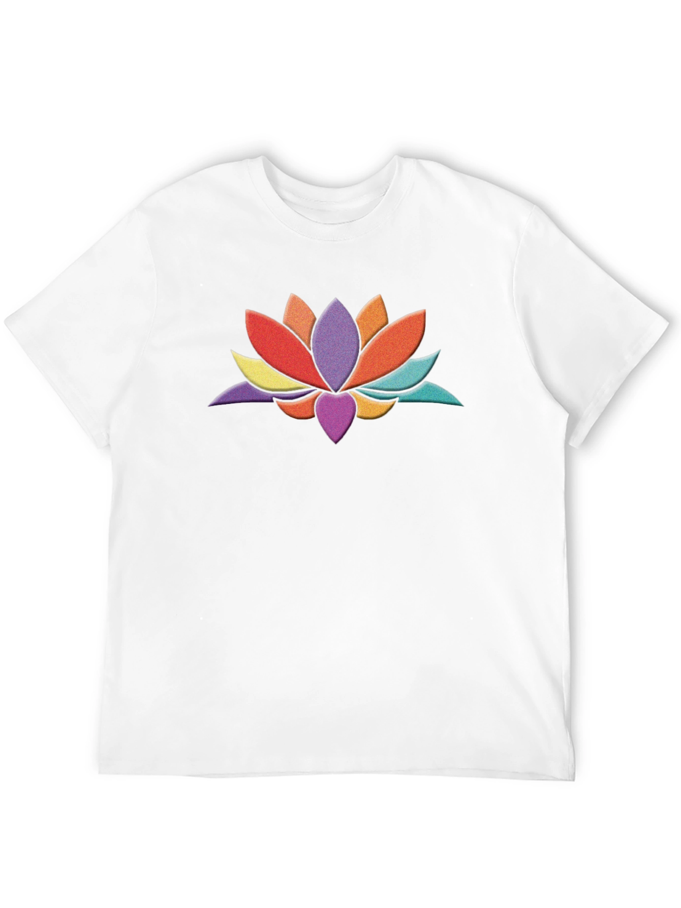 Black Colorful Lotus Flower Graphic Black T-Shirt view 12