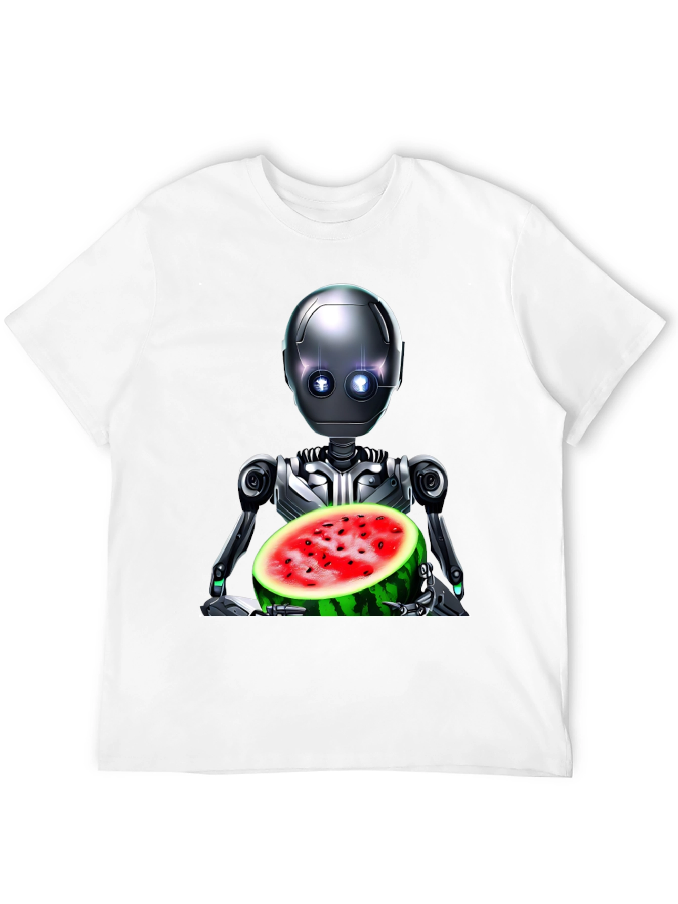 Black Robot with Watermelon Graphic Tee view 12