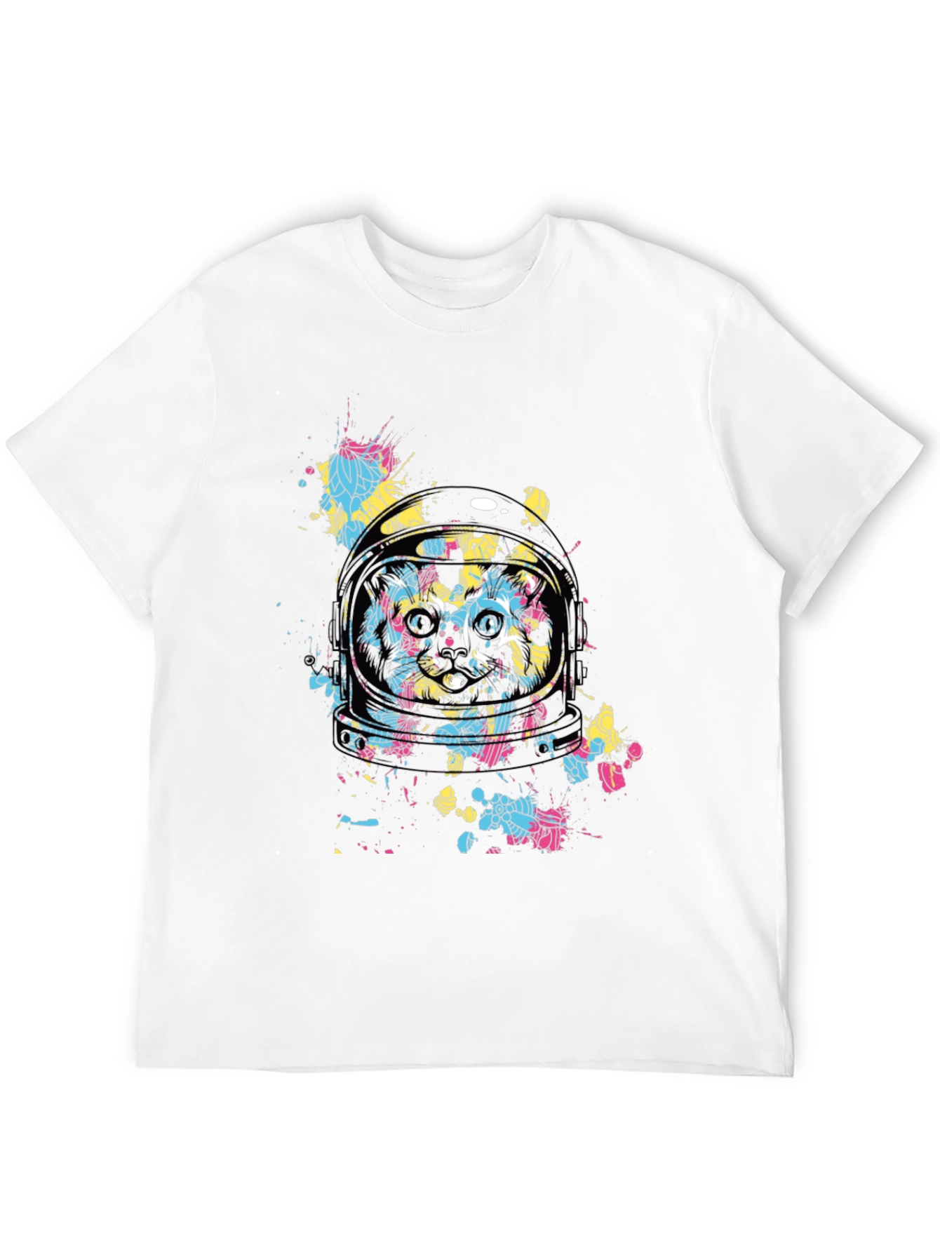 Black Astronaut Cat Graphic Tee - Black Cotton Comfort view 12