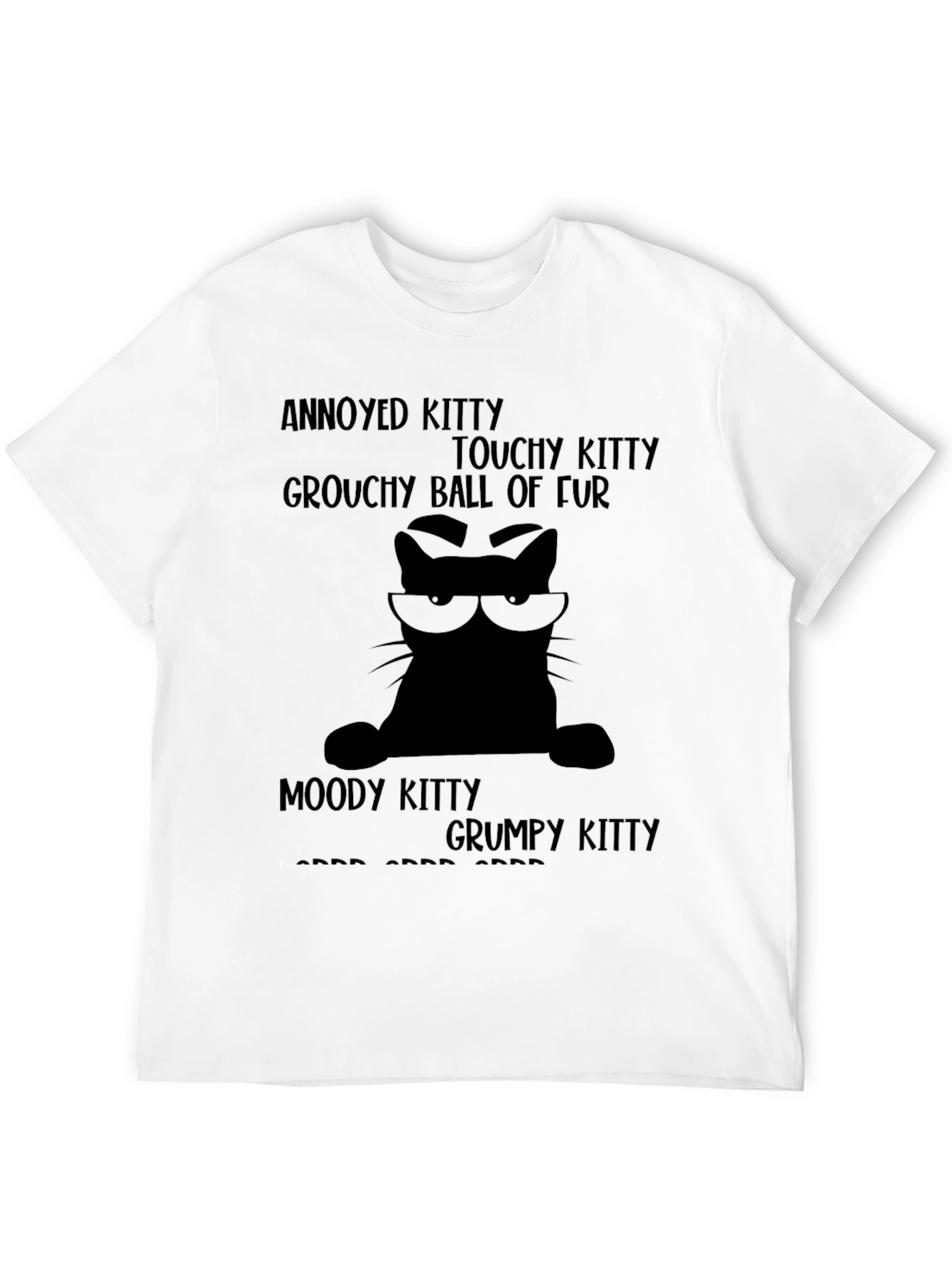 Black Annoyed Kitty T-Shirt - Grouchy Cat Tee view 12