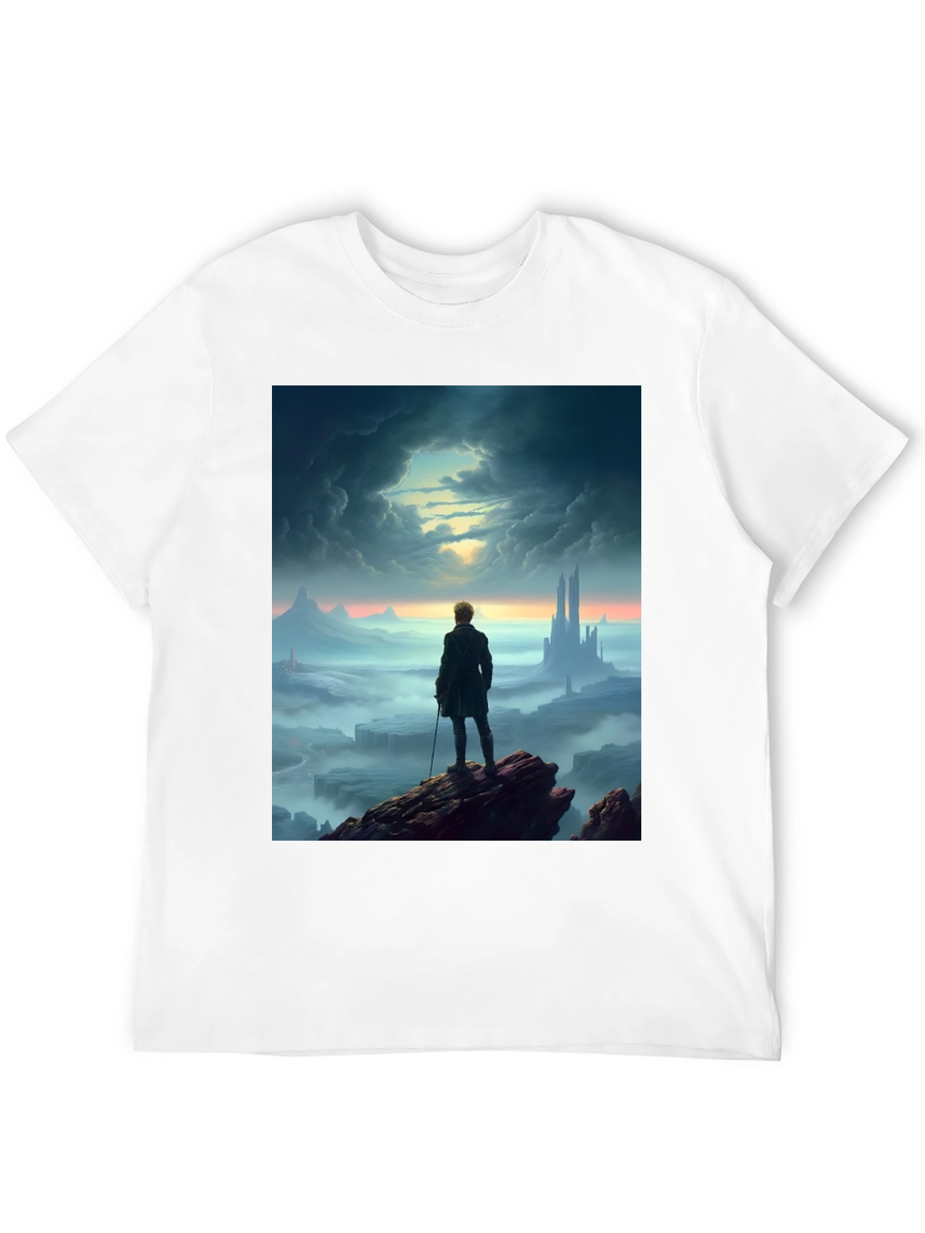 Black Epic Landscape Graphic Tee - Black Cotton Blend view 12