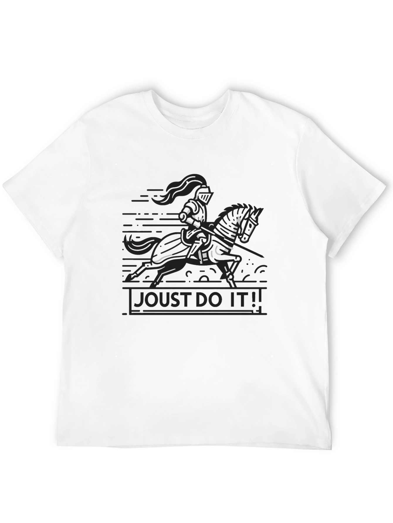Black Joust Do It! Black T-Shirt - Knight on Horse view 12