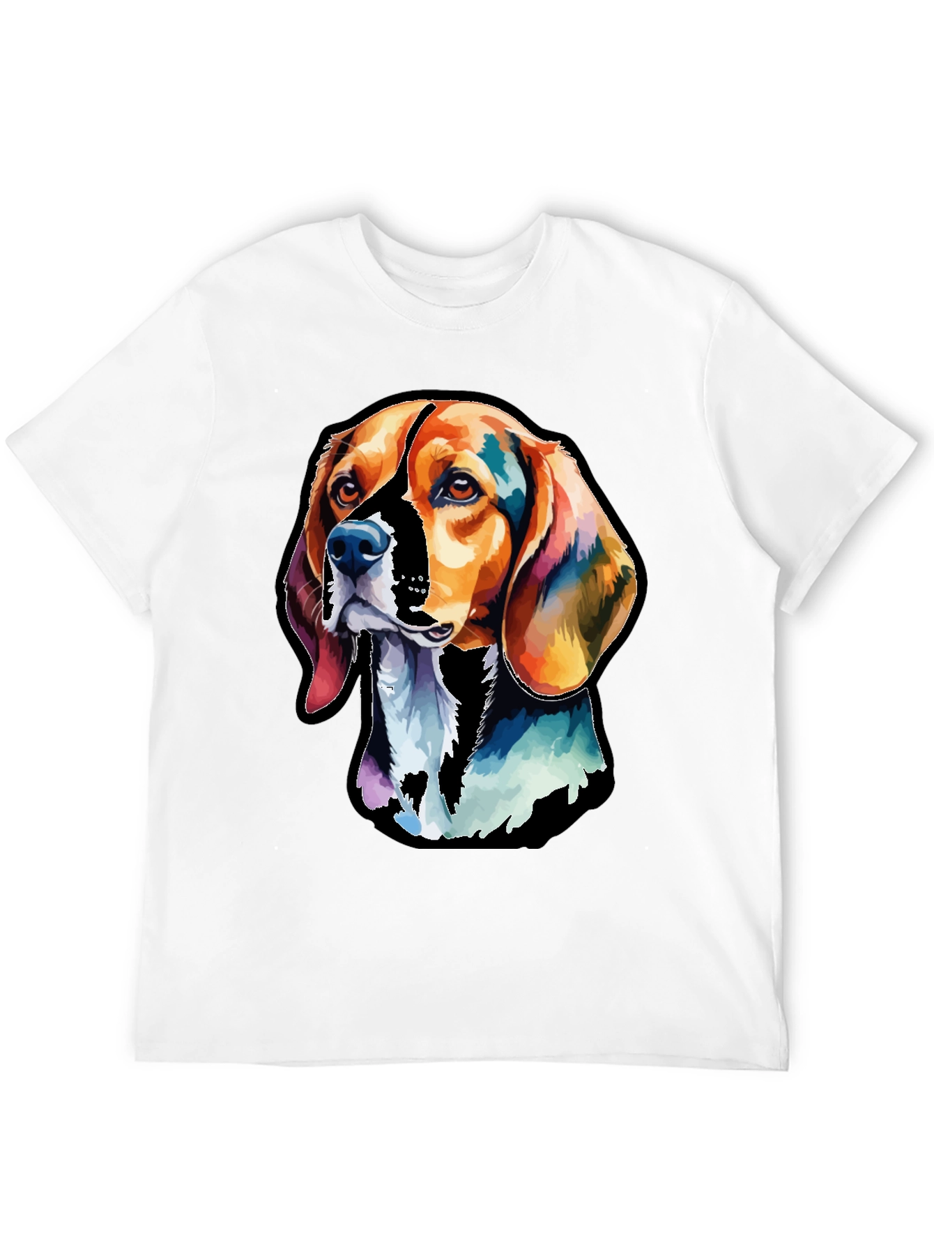 Black Colorful Beagle Dog Graphic T-Shirt view 12