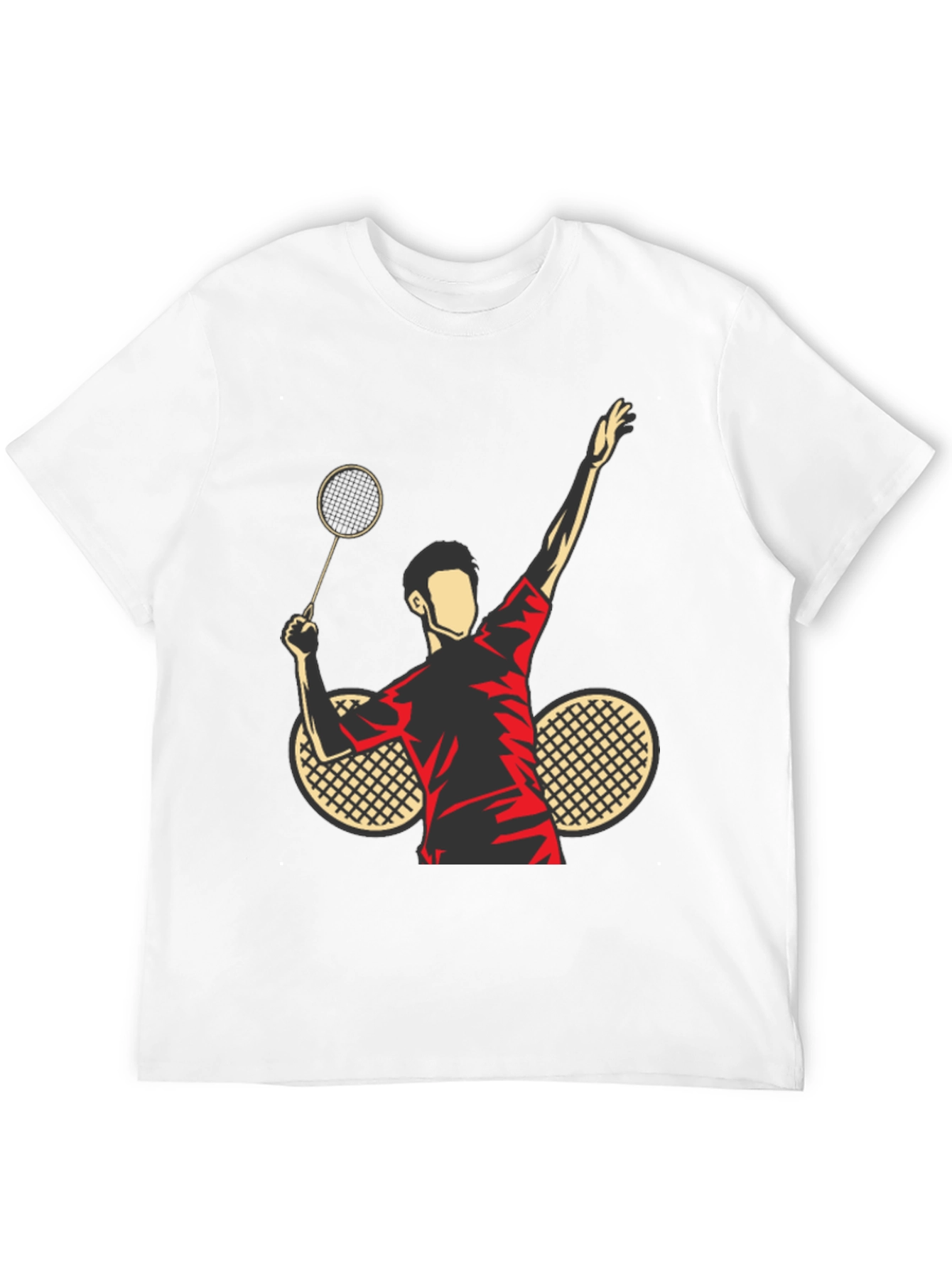 Black Badminton Player Graphic Tee - Black Cotton view 12