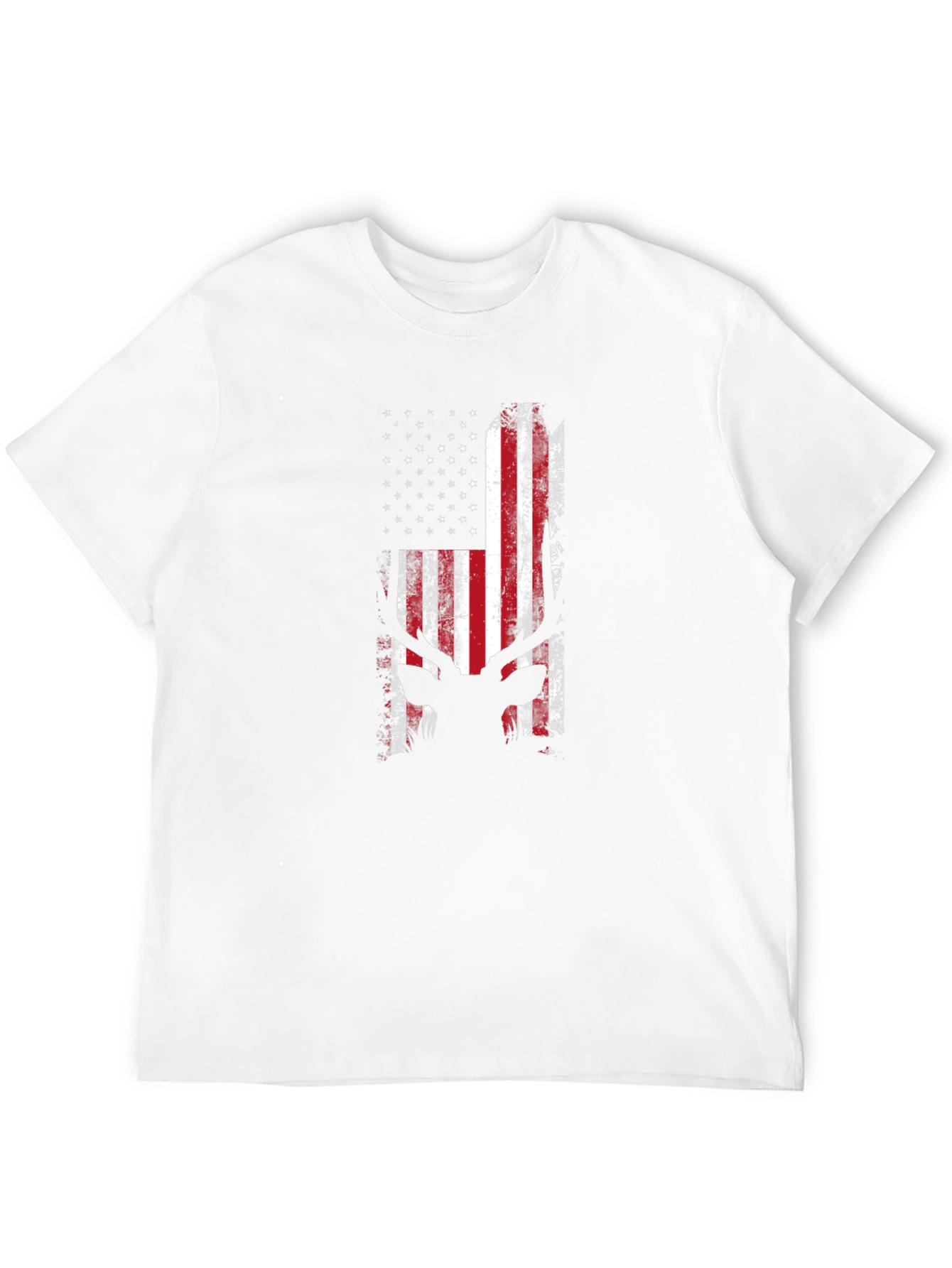 Black American Flag Deer Silhouette T-Shirt view 12