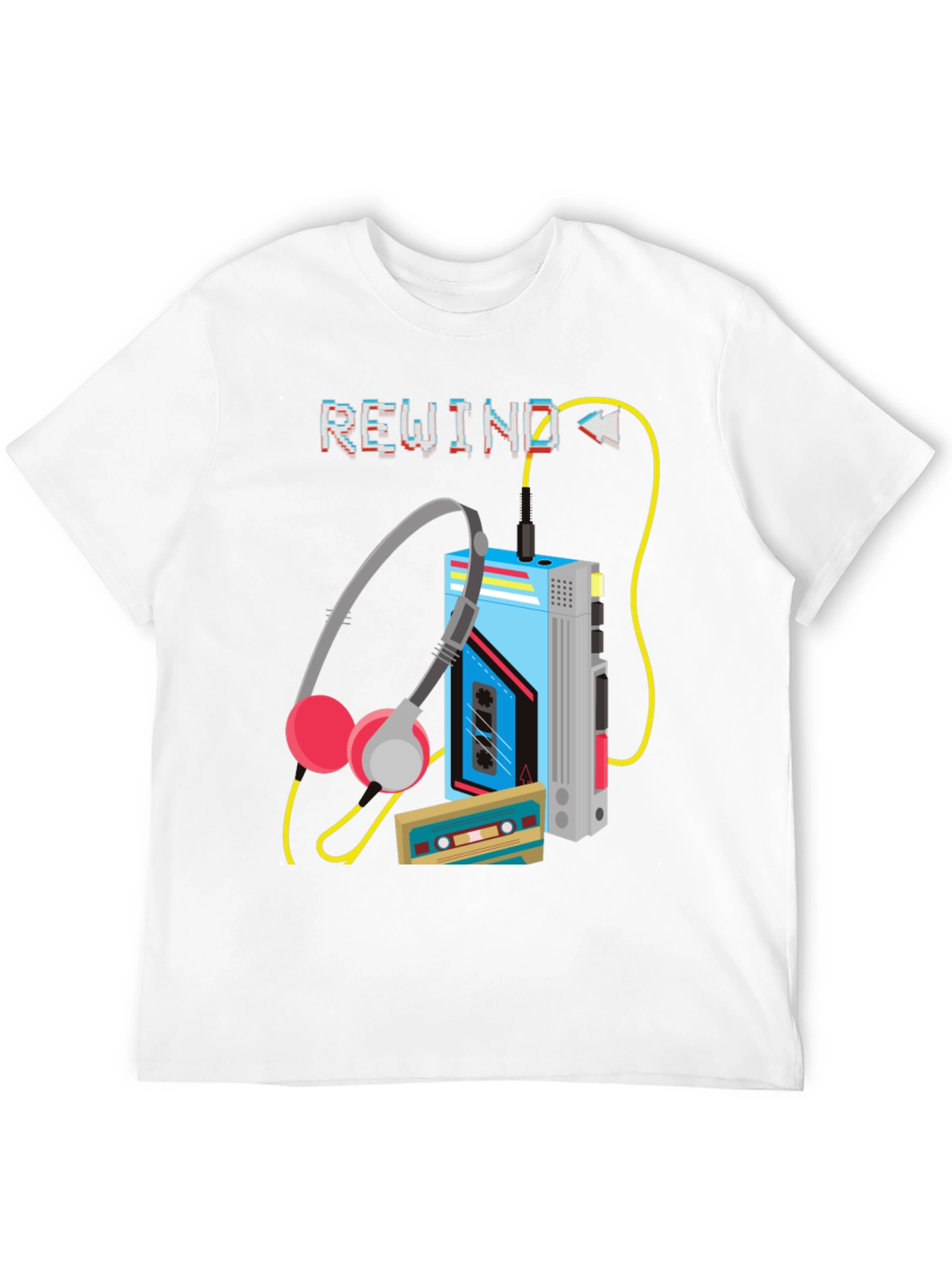 Black Rewind Cassette Player Graphic T-Shirt view 12