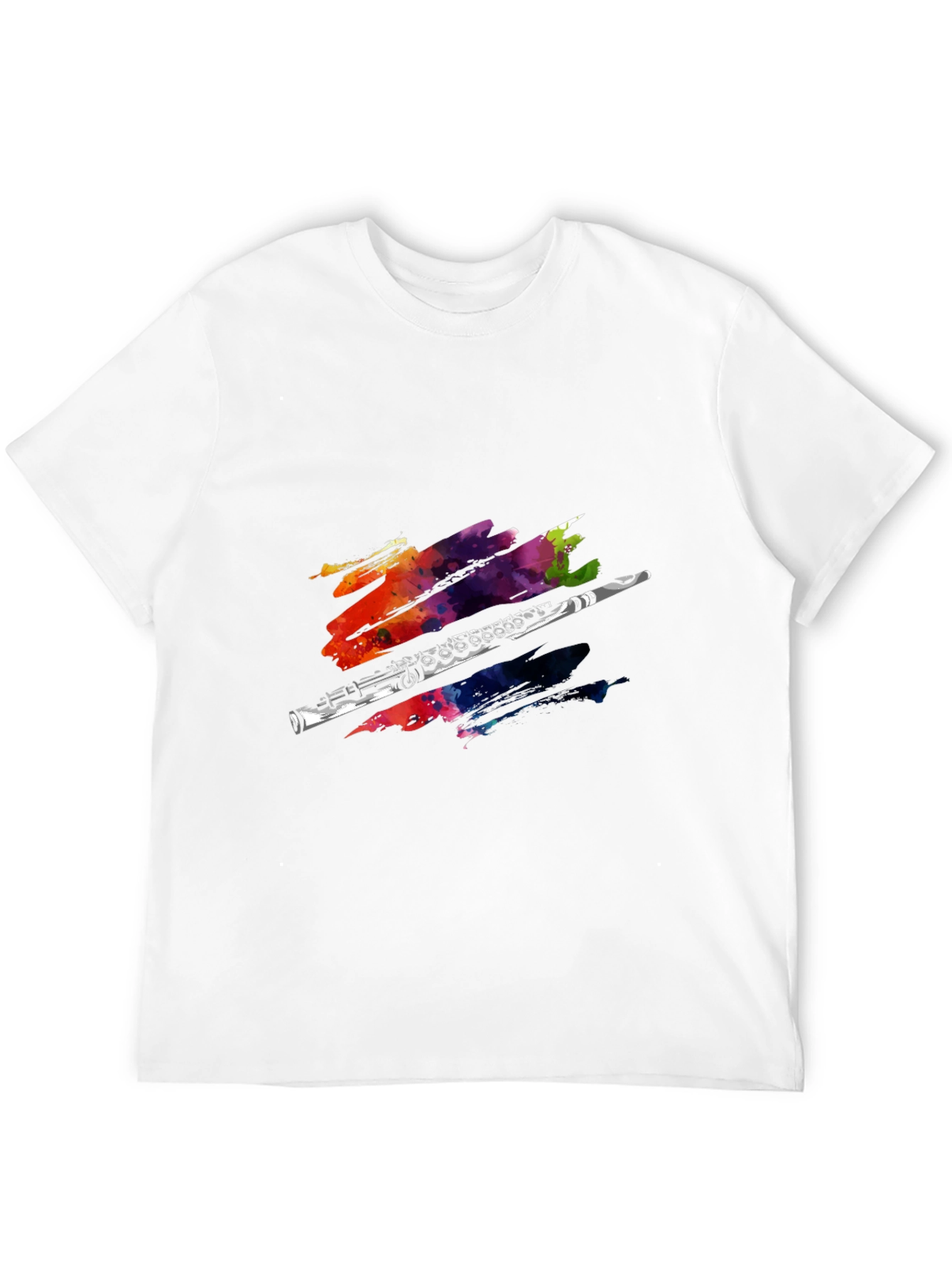 Black Flute Watercolor Graphic Print T-Shirt view 12