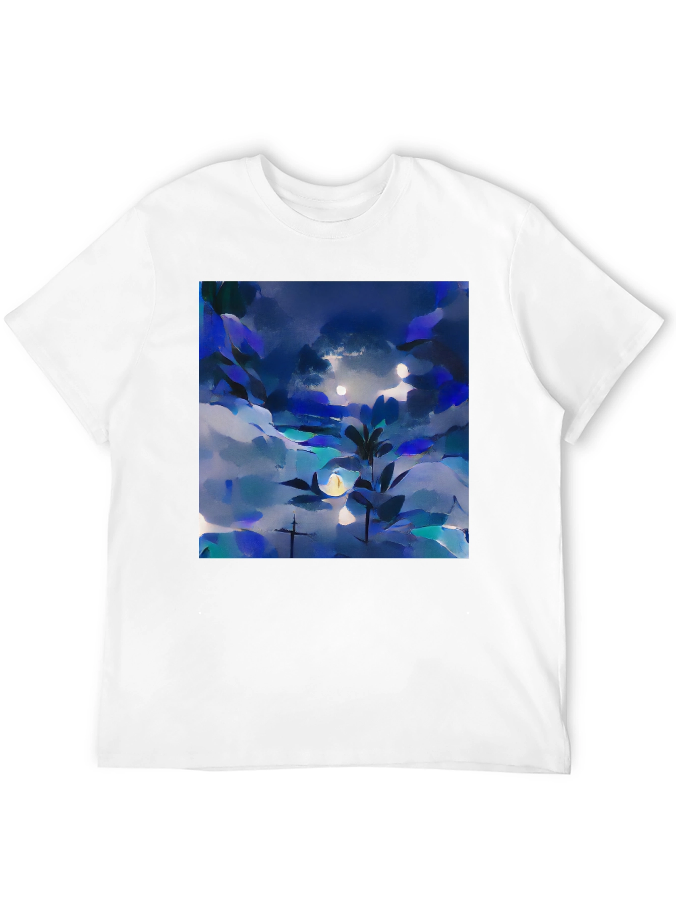 Black Abstract Nightscape Graphic Tee - Black Unisex T-Shirt view 12