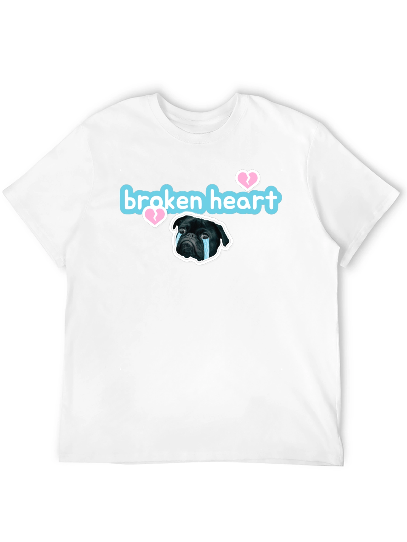 Black Broken Heart Pug Graphic Tee - Black Short Sleeve view 12