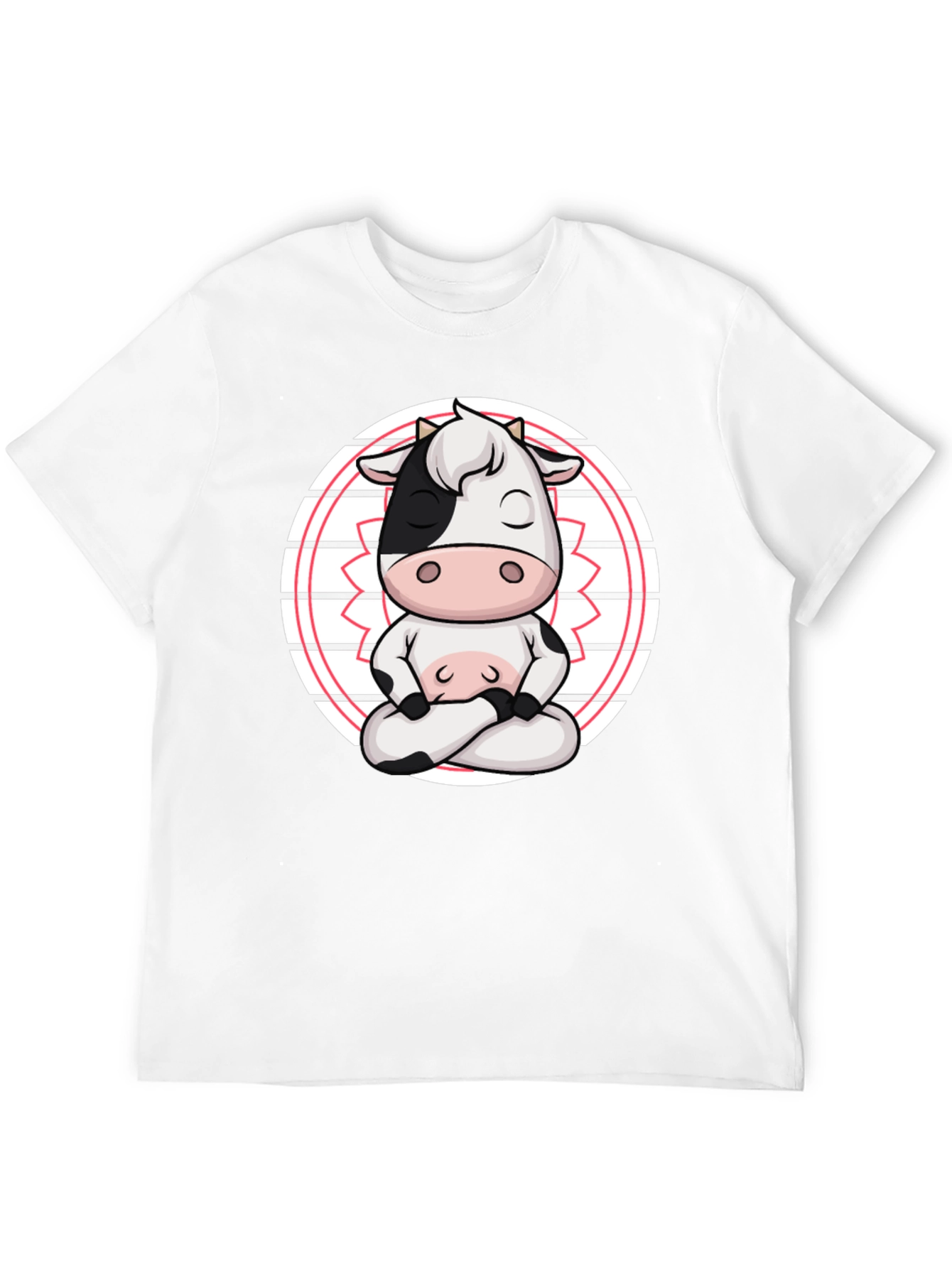 Black Zen Cow T-Shirt - Meditating Cartoon Animal Tee view 12