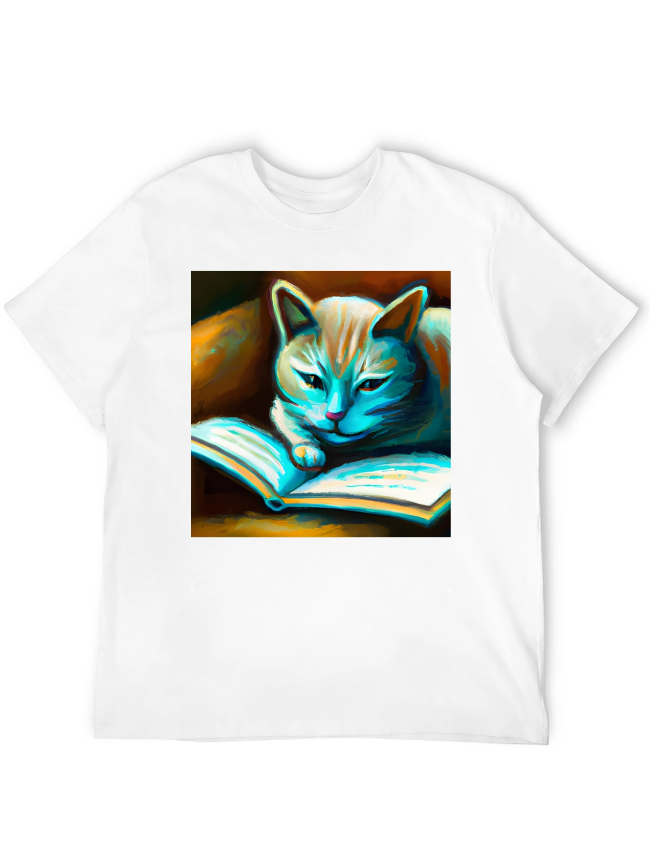 Black Cat Reading Book Graphic T-Shirt view 12