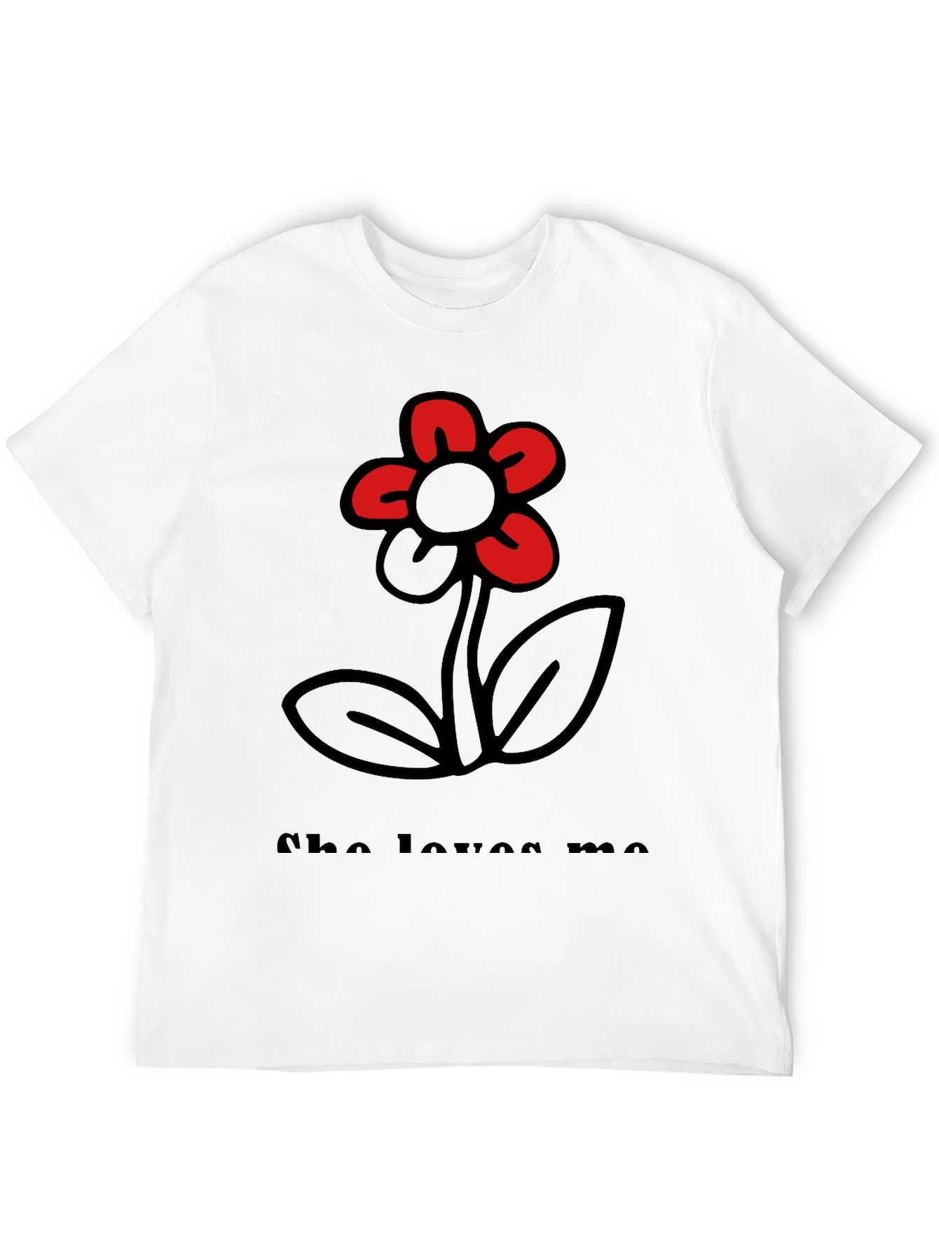 Black She Loves Me T-Shirt with Flower Graphic view 12