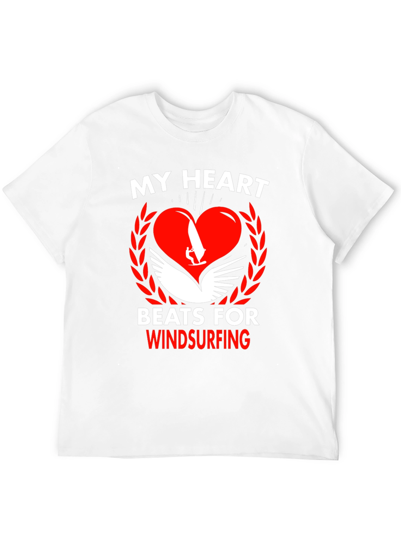Black Windsurfing Heartbeat T-Shirt - Passionate Watersport Tee view 12