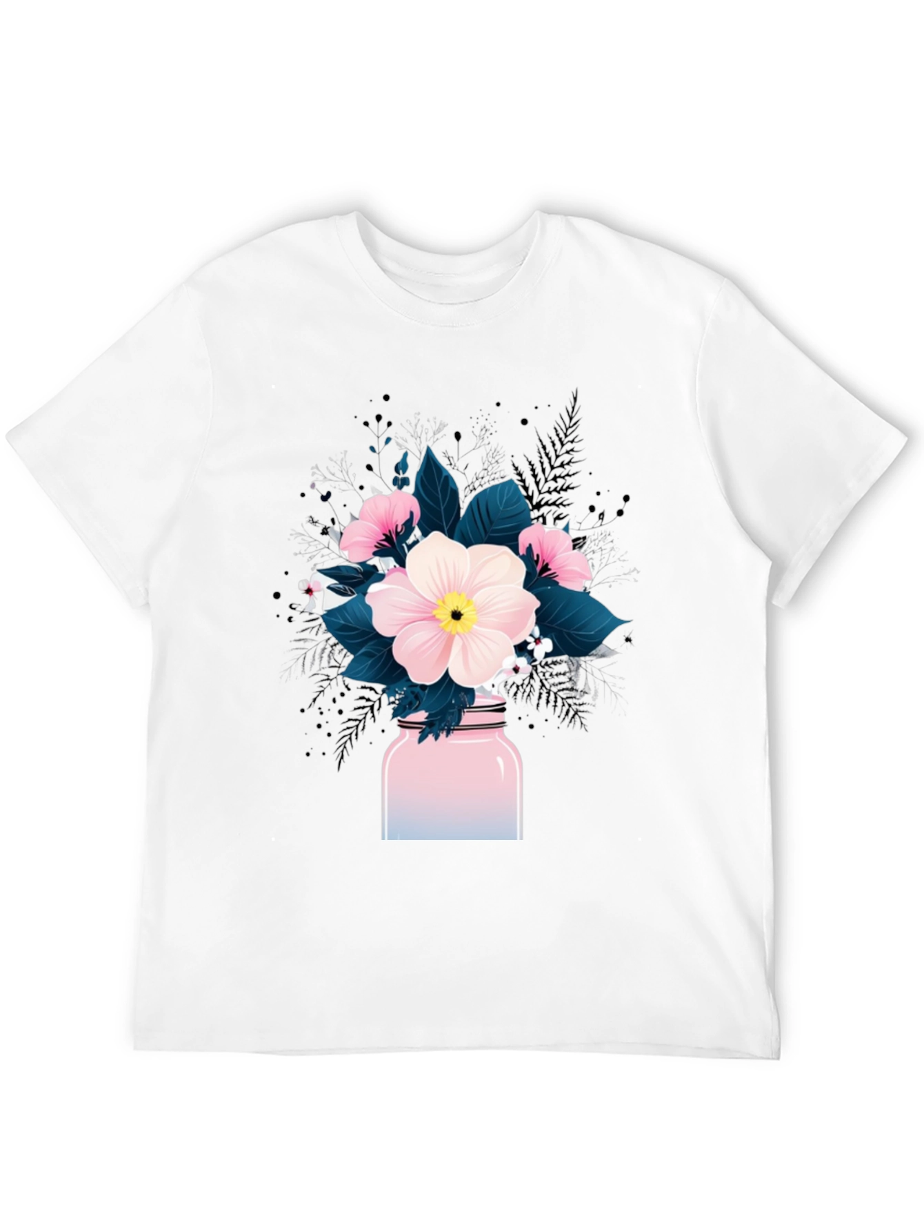 Black Floral Mason Jar Graphic Tee - Black Cotton Blend view 12