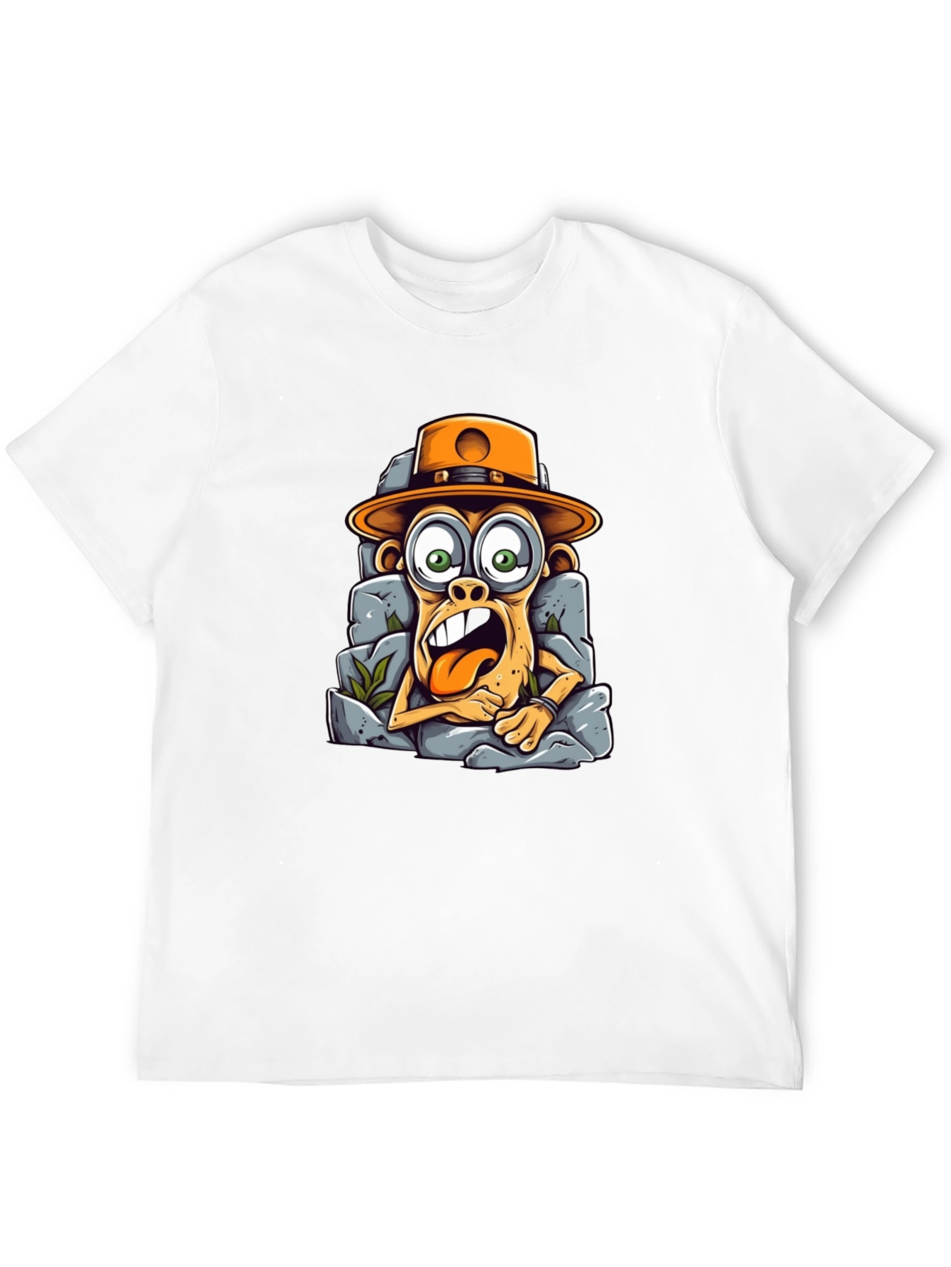 Black Funny Monkey Graphic Tee - Novelty Cartoon T-Shirt view 12