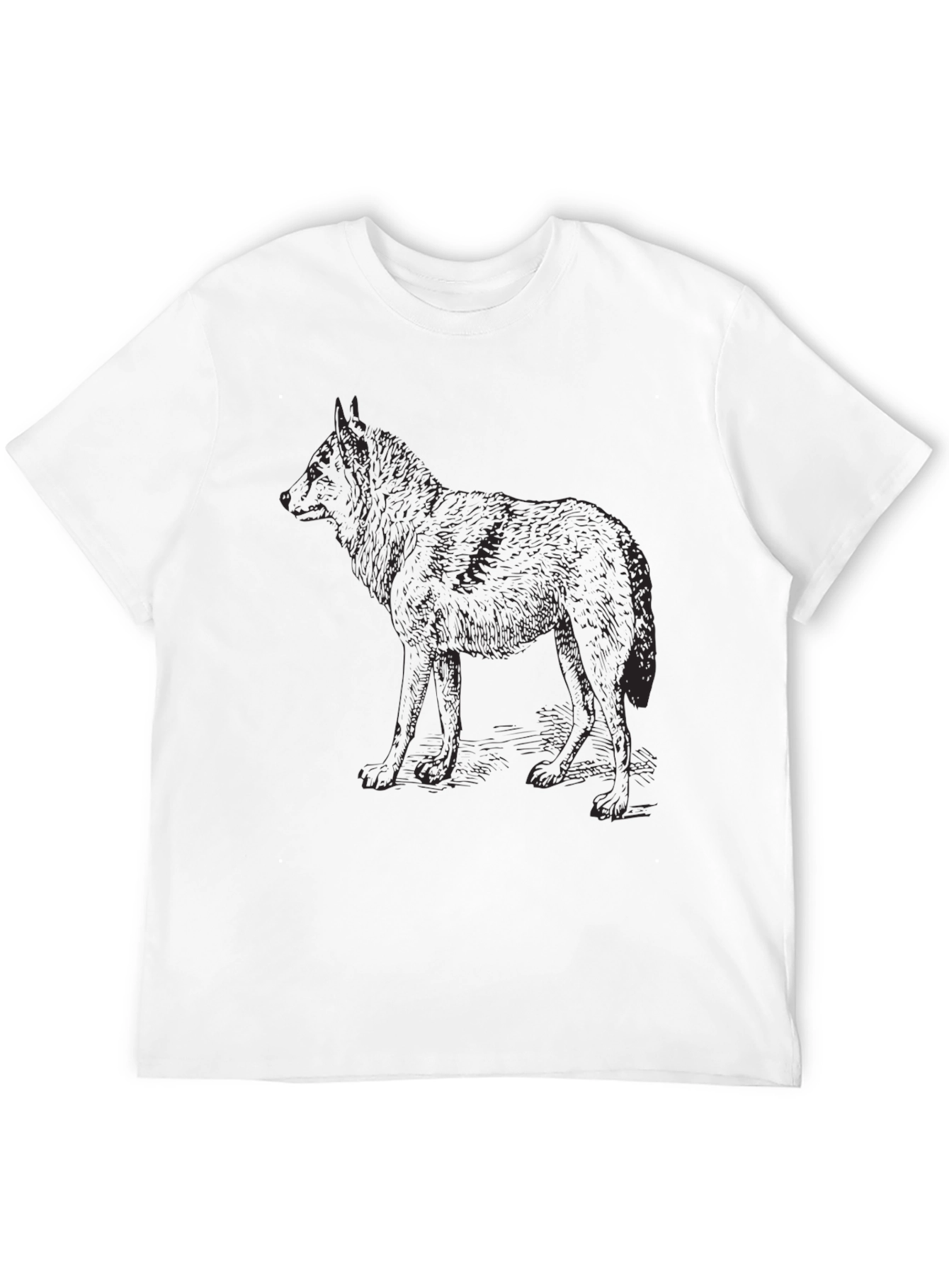 Black Black Wolf Graphic T-Shirt, Mens Crew Neck Tee view 12