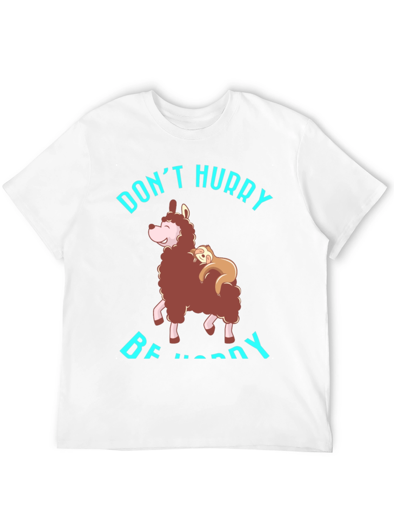 Black Don't Hurry Be Happy Sloth & Llama Graphic Tee view 12