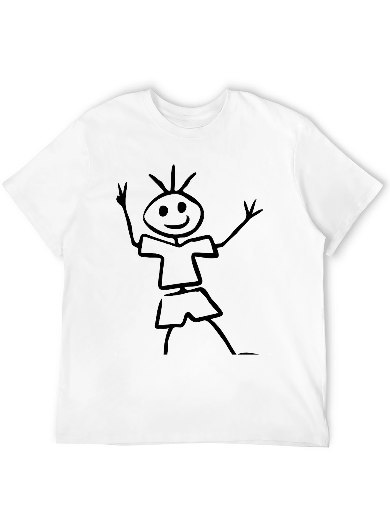 Black Stick Figure Graphic Tee - Black Cotton Blend view 12